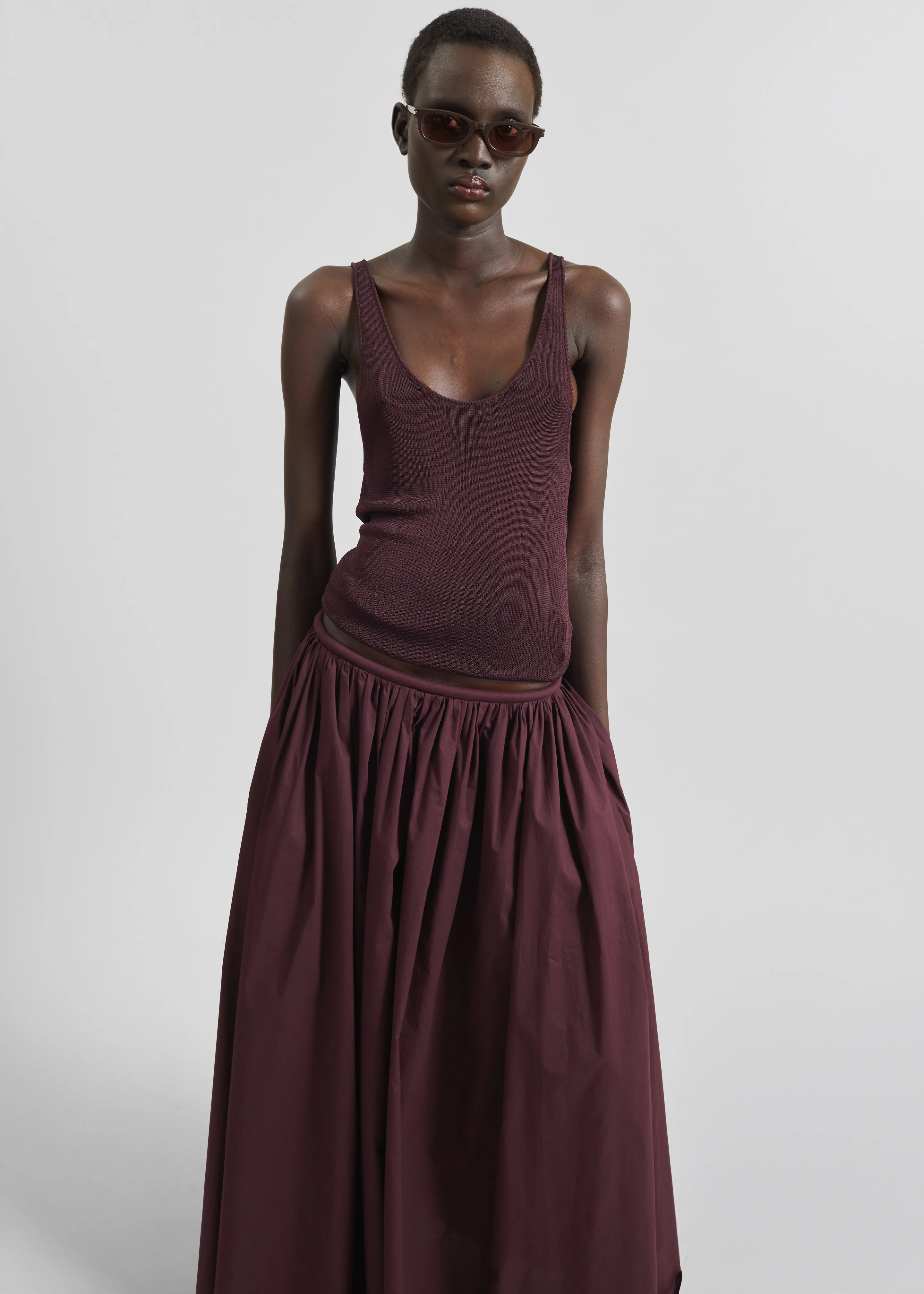 Gaeta Wide Corded Waistband Culottes - Burgundy - Image 8