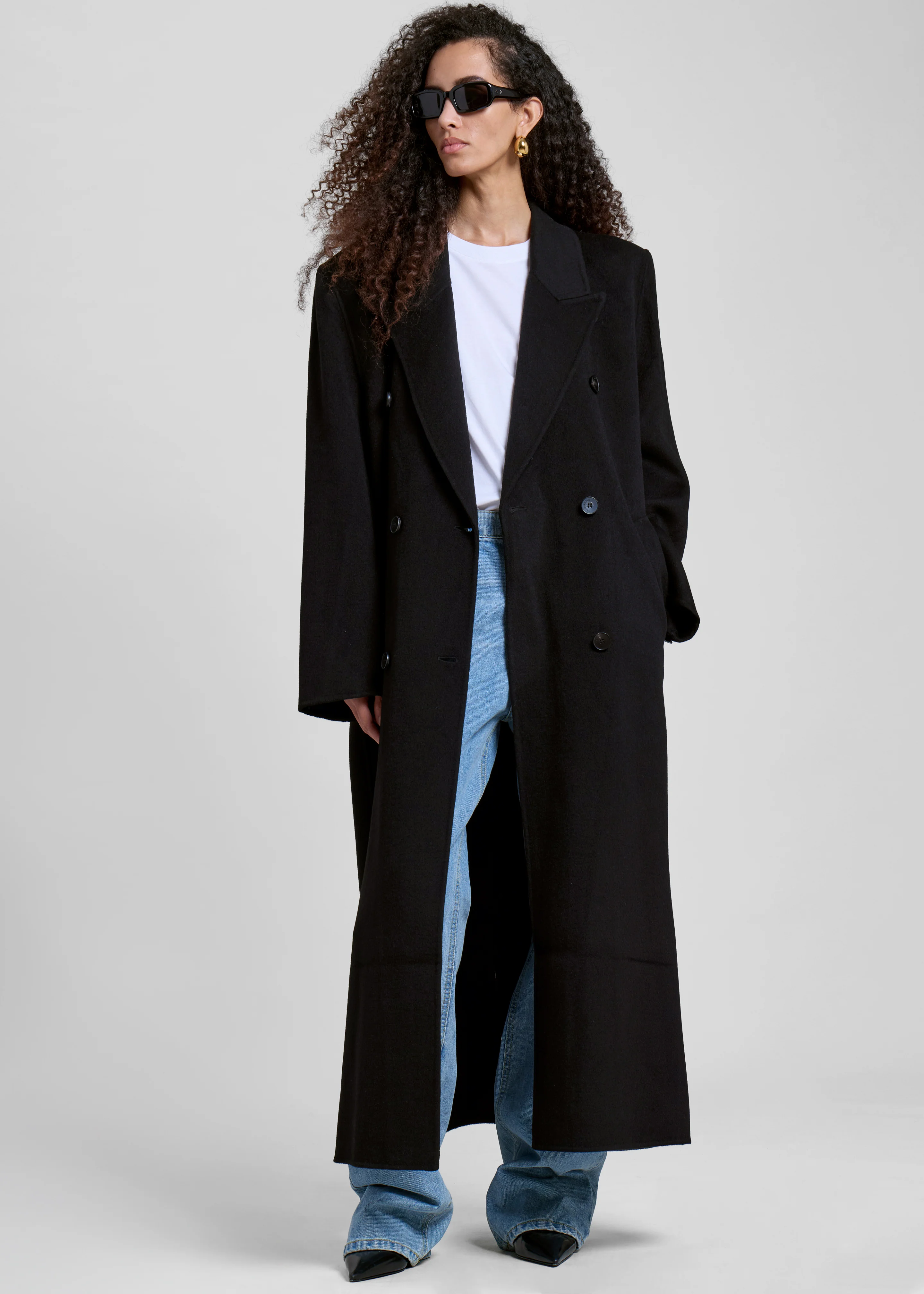 Gaia Double Breasted Coat - Black