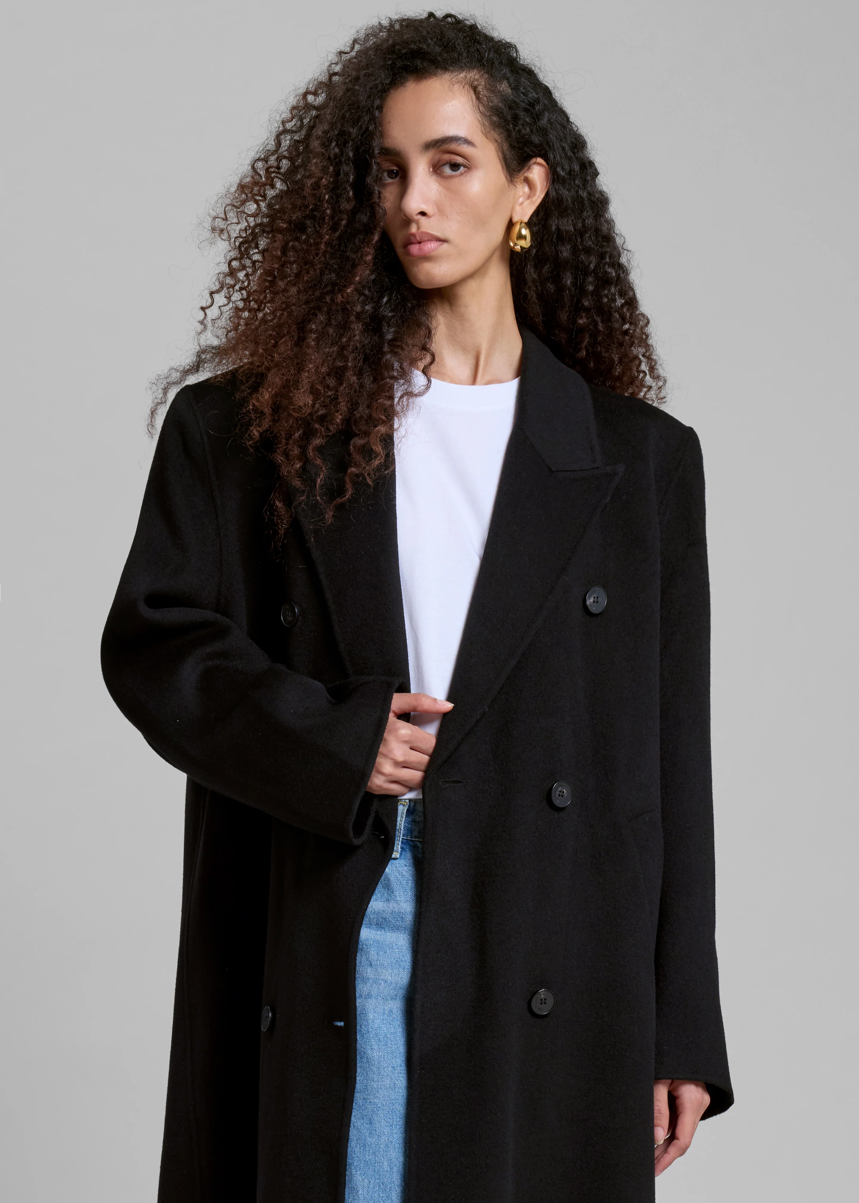 Gaia Double Breasted Coat - Black - Image 2