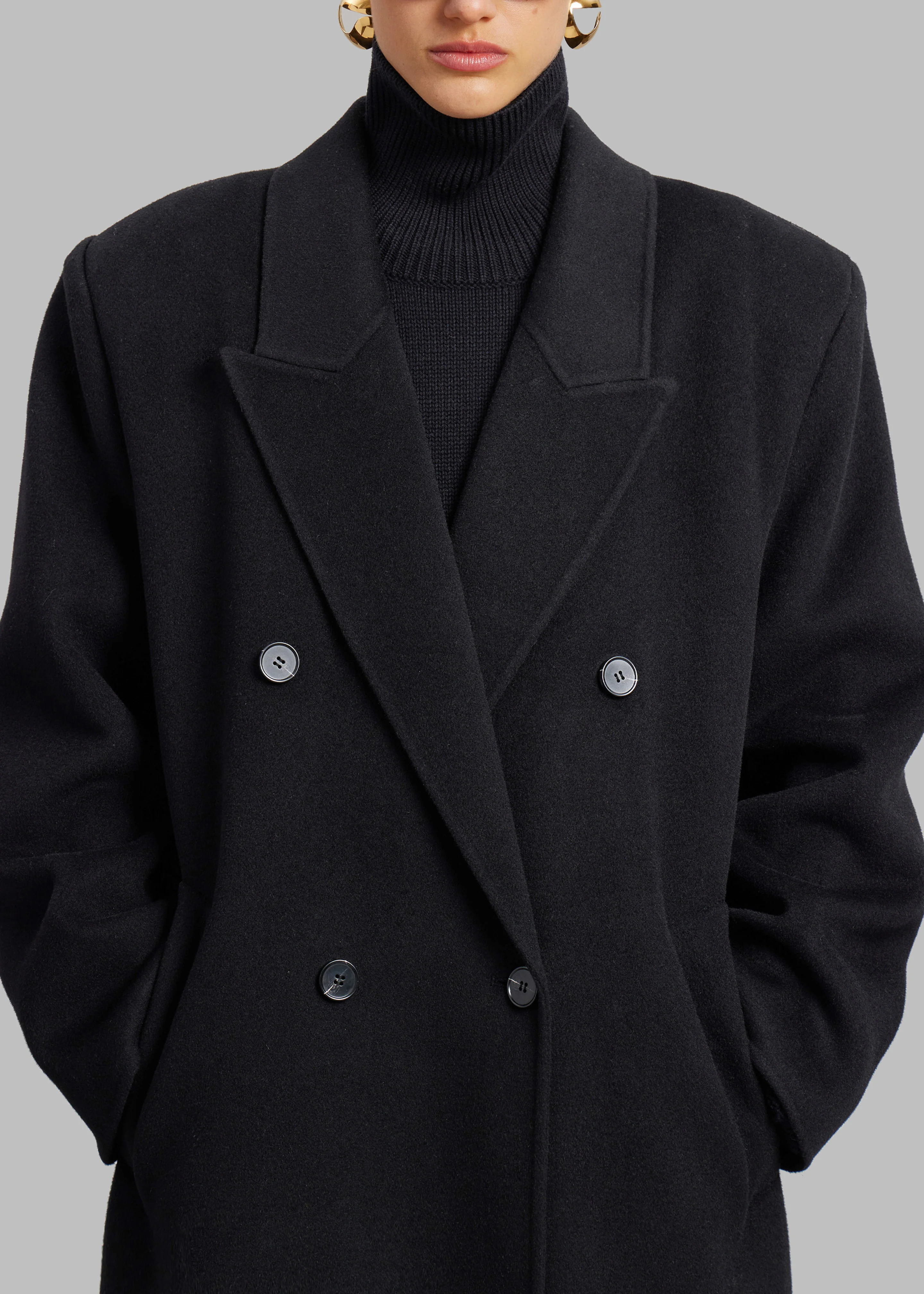 Gaia Double Breasted Coat - Black - Image 3