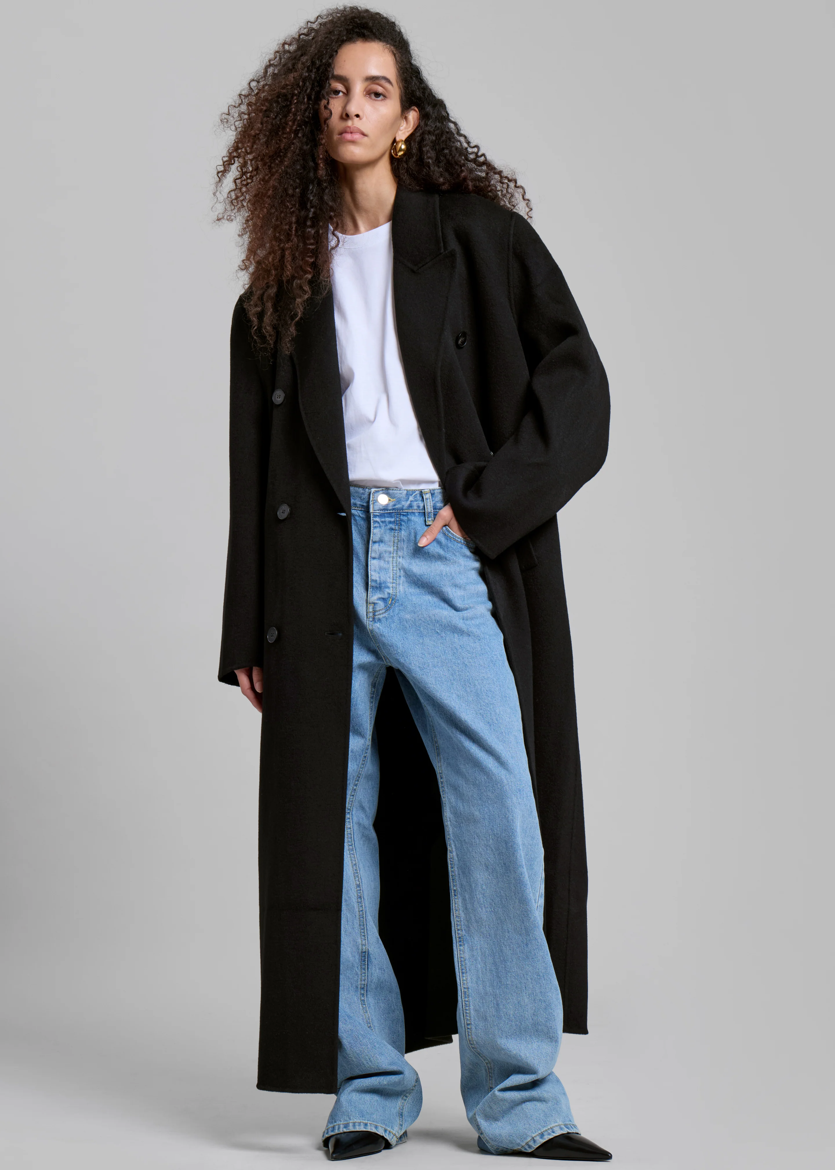 Gaia Double Breasted Coat - Black - Image 4