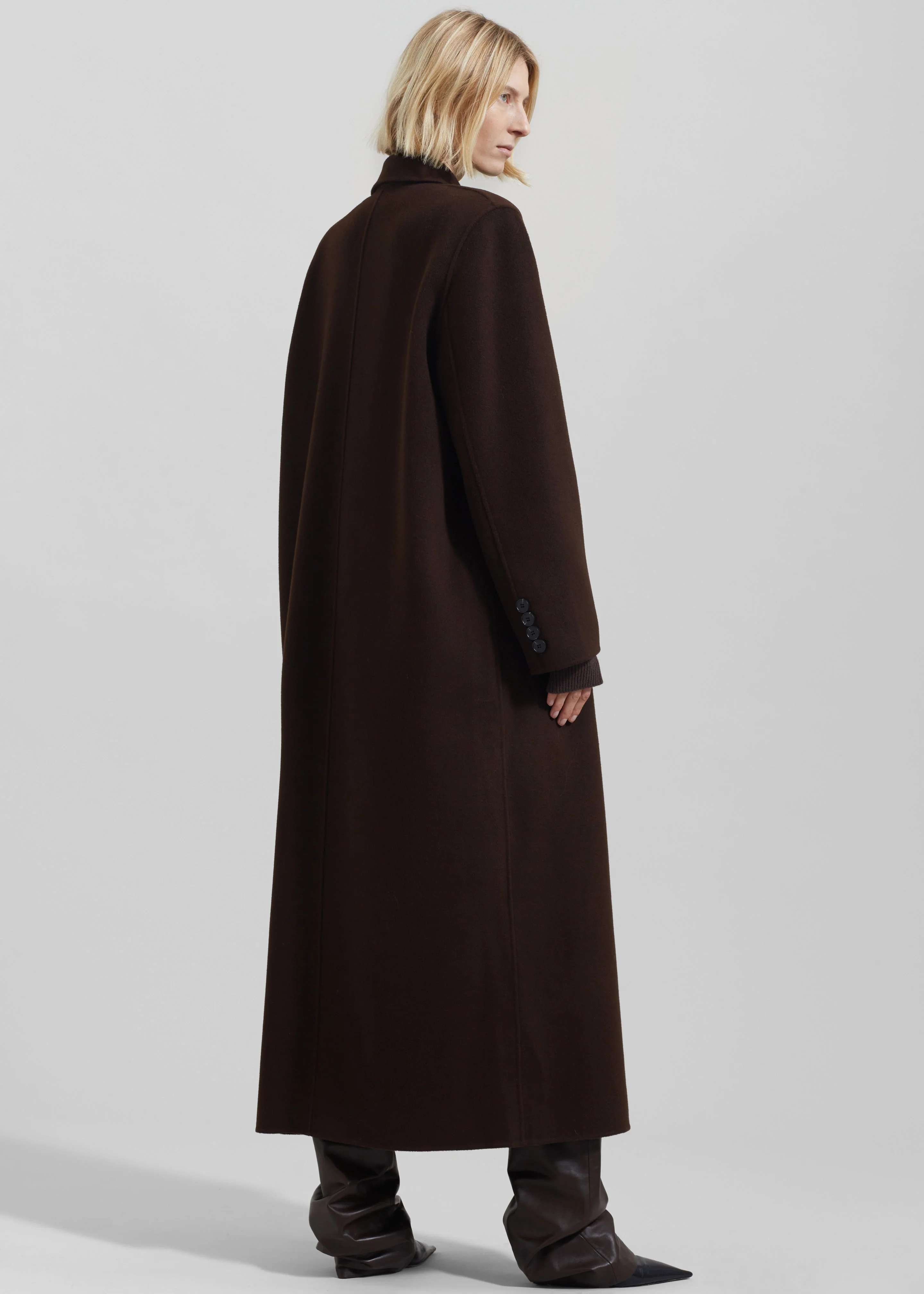 Gaia Double Breasted Coat - Dark Brown - Image 11