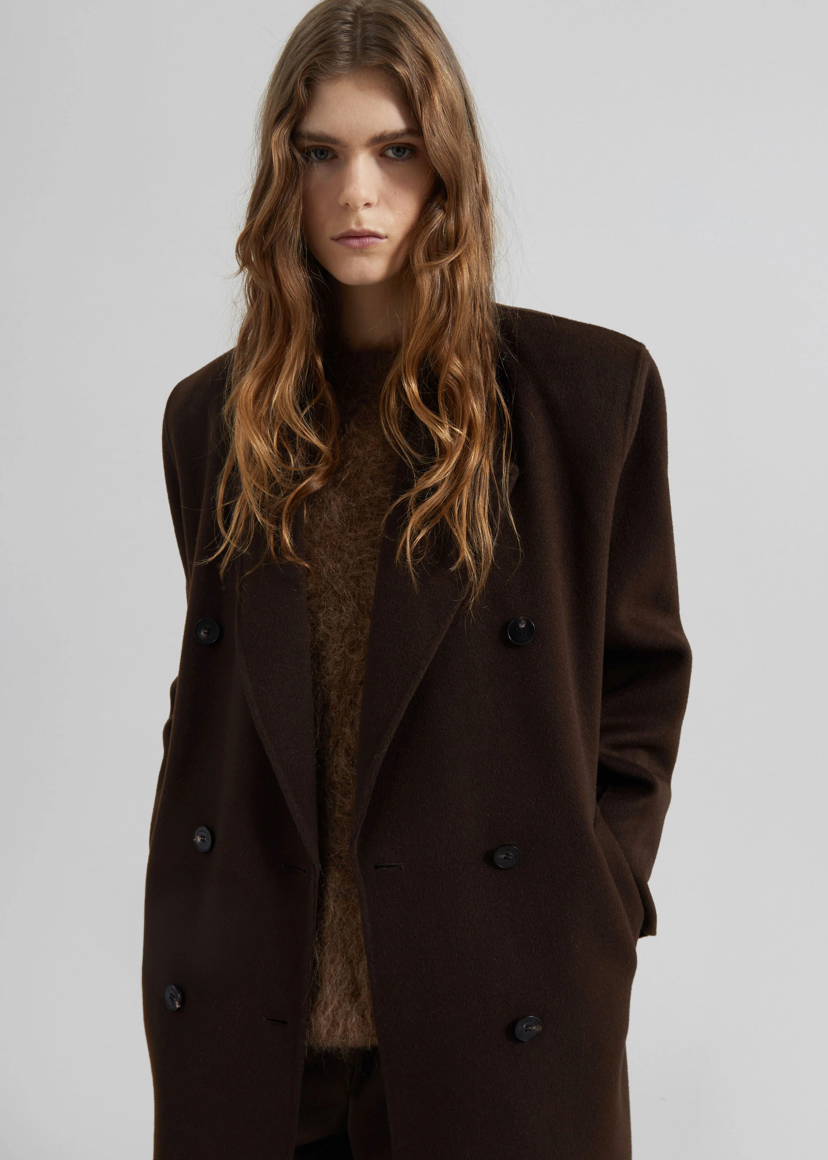 Gaia Double Breasted Coat - Dark Brown - Image 2