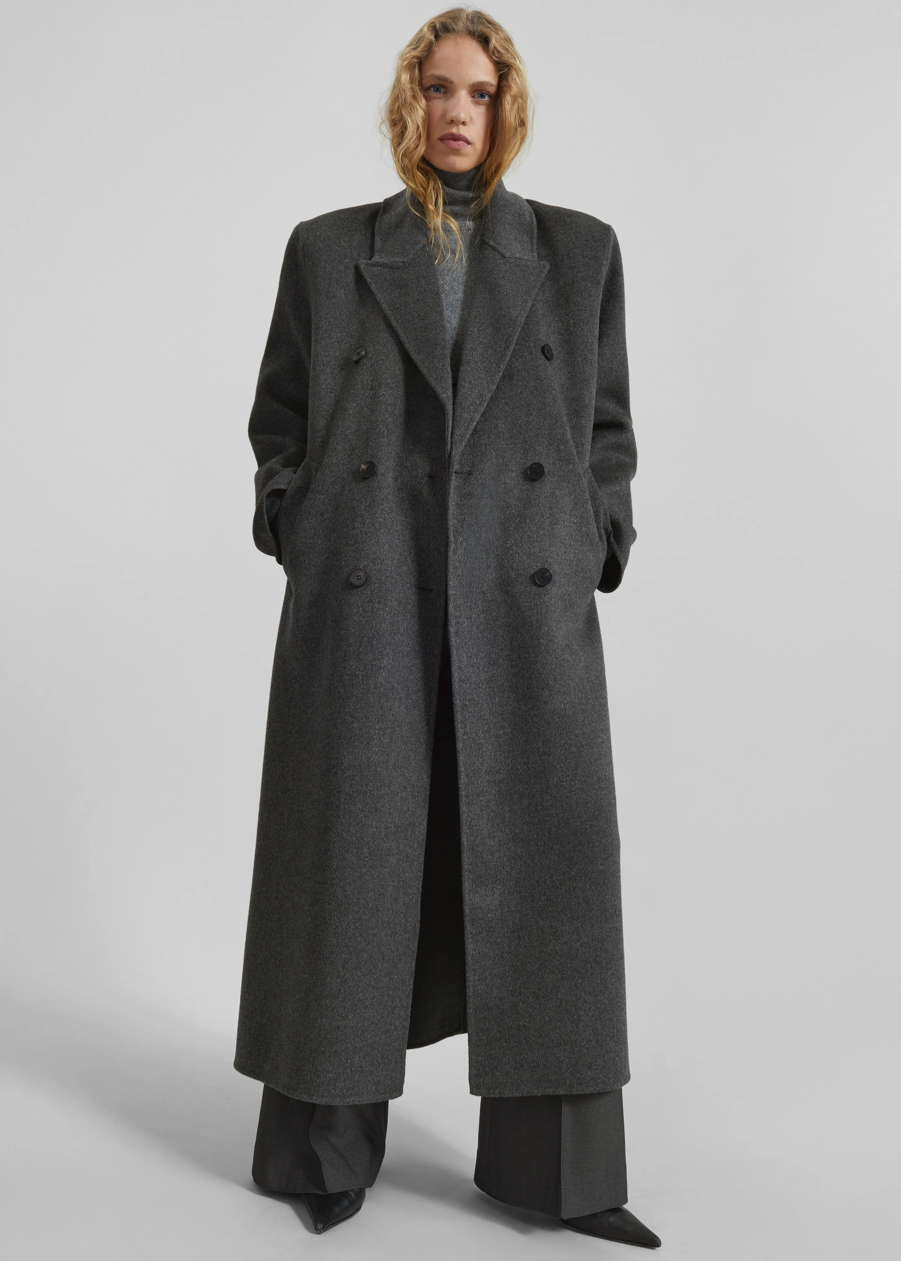 Gaia Double Breasted Coat - Dark Grey Melange - Image 6