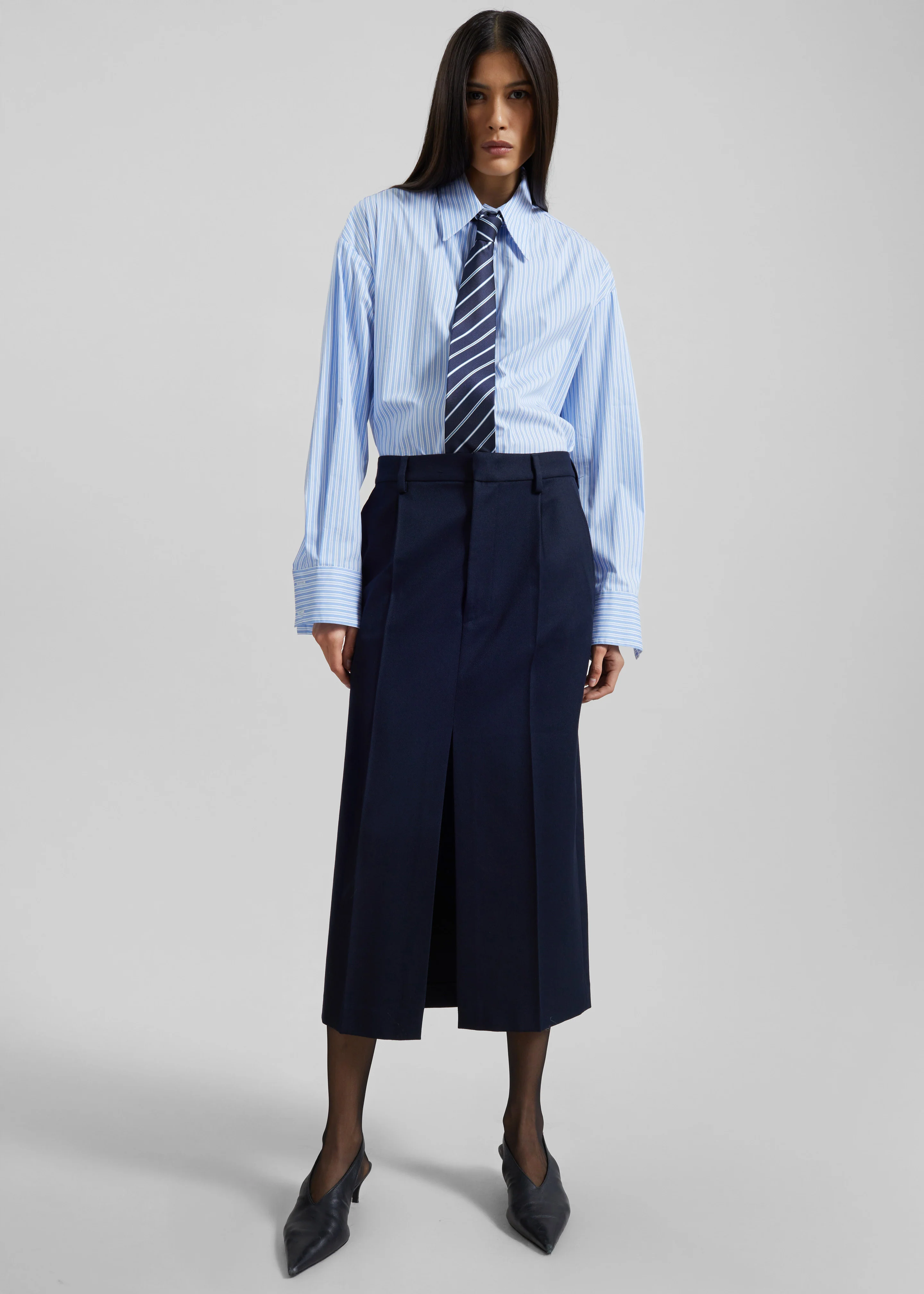 Gainsford Neck Tie Shirt - Blue/White Stripe - Image 6