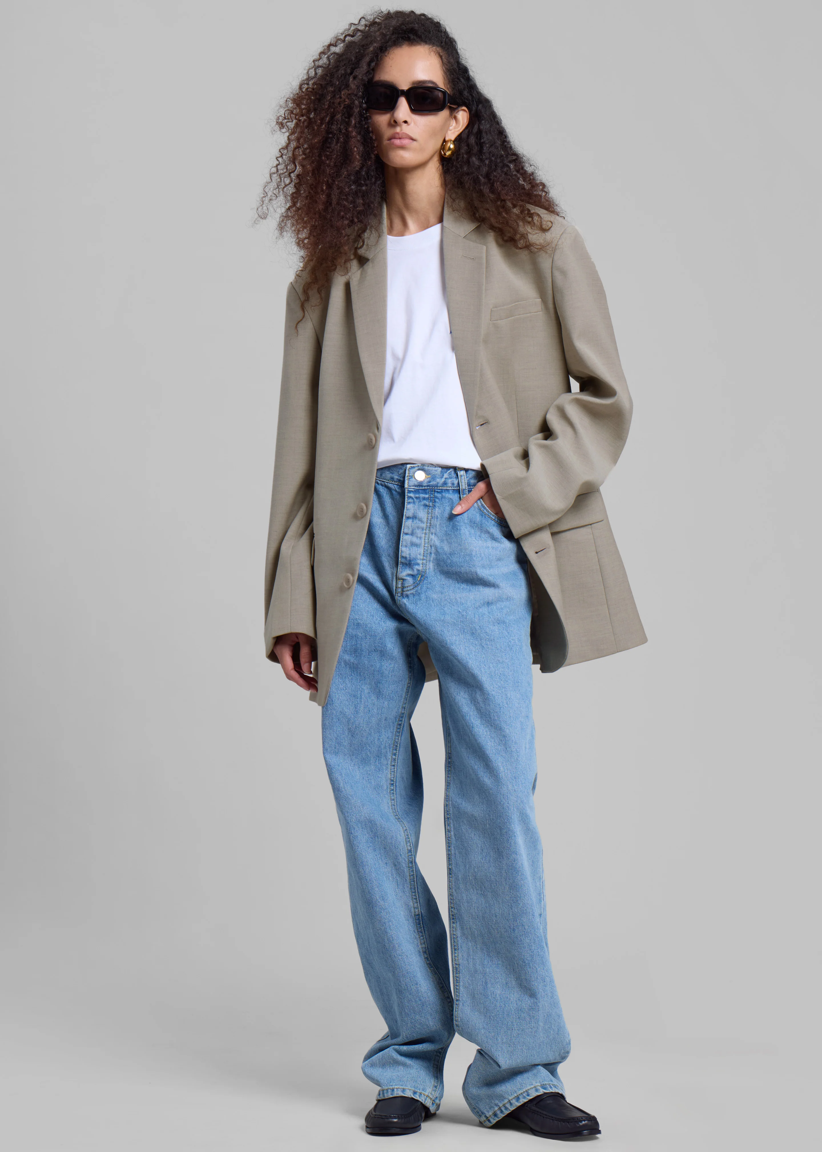 Gelso Oversized Blazer - Light Taupe Melange - Image 3