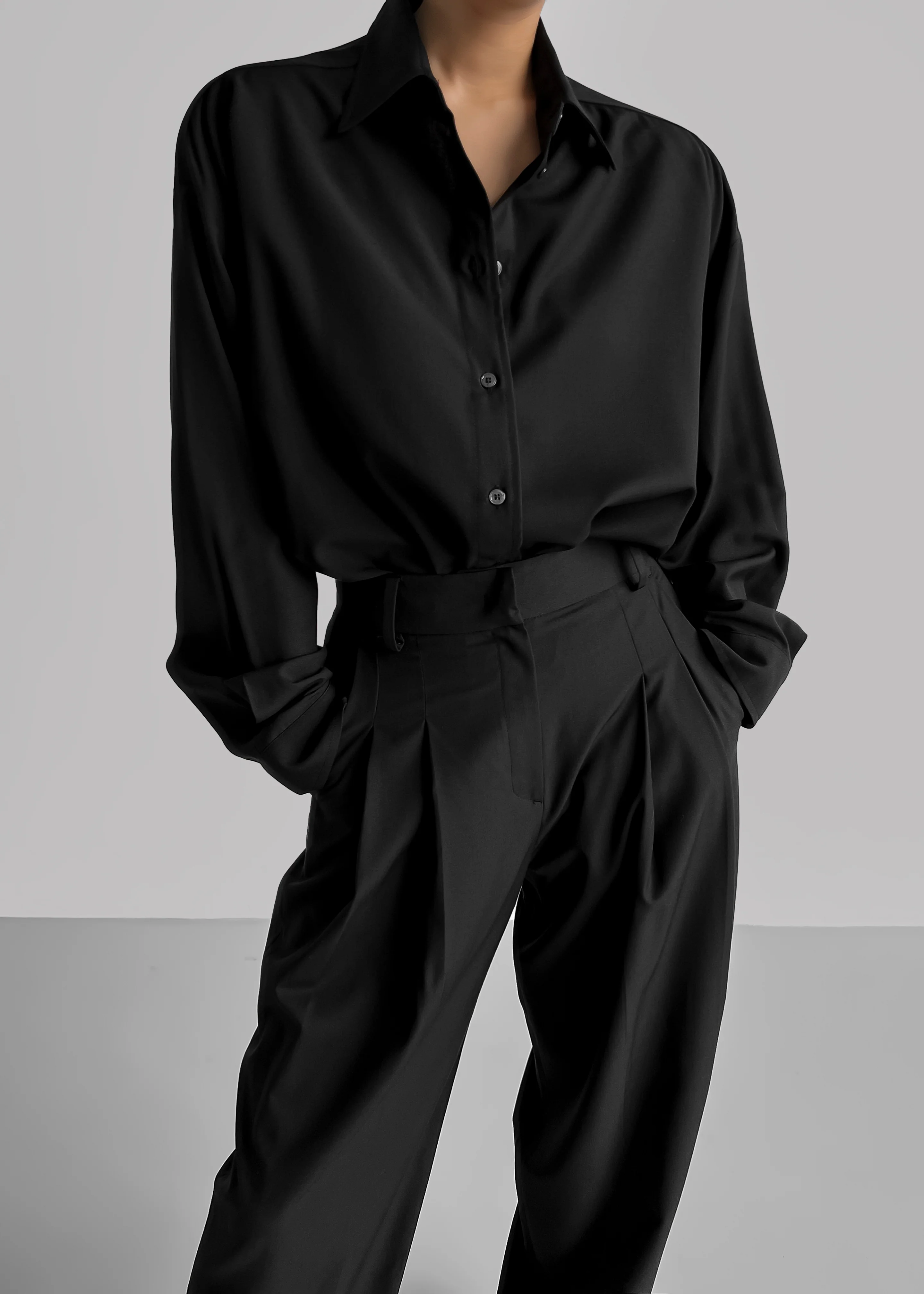 Gelso Pleated Trousers - Black - Image 7