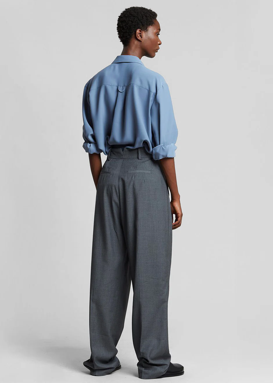 Gelso Pleated Trousers - Dark Grey Melange - Image 12