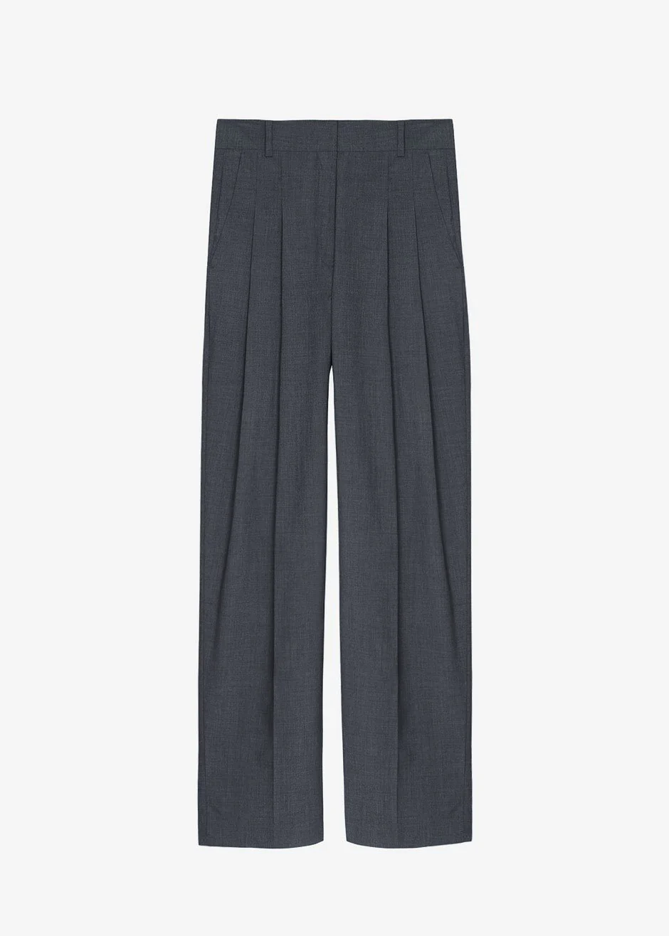 Gelso Pleated Trousers - Dark Grey Melange - Image 13