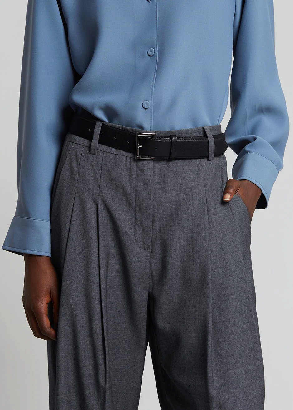 Gelso Pleated Trousers - Dark Grey Melange - Image 3