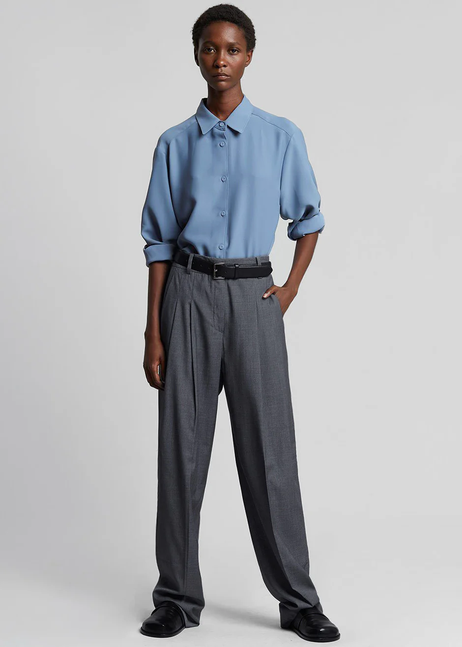 Gelso Pleated Trousers - Dark Grey Melange - Image 7