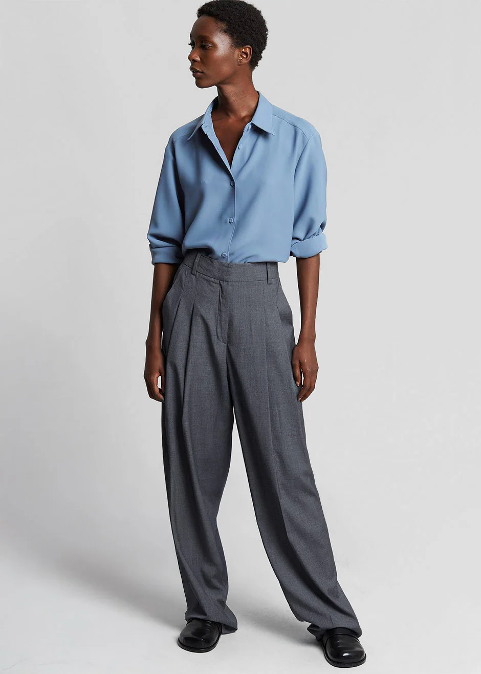 Gelso Pleated Trousers - Dark Grey Melange - Image 9