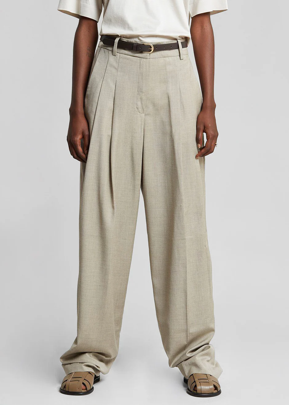 Gelso Pleated Trousers - Light Taupe Melange - Image 13