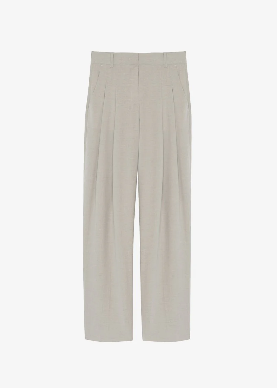 Gelso Pleated Trousers - Light Taupe Melange - Image 15