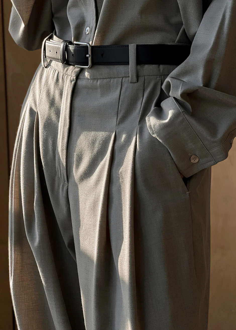 Gelso Pleated Trousers - Light Taupe Melange - Image 4