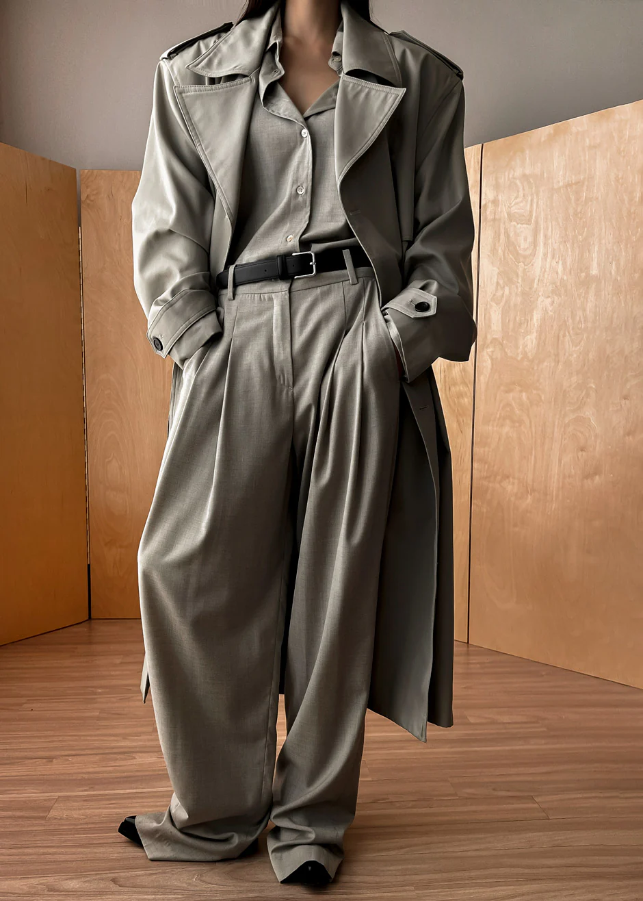 Gelso Pleated Trousers - Light Taupe Melange - Image 5