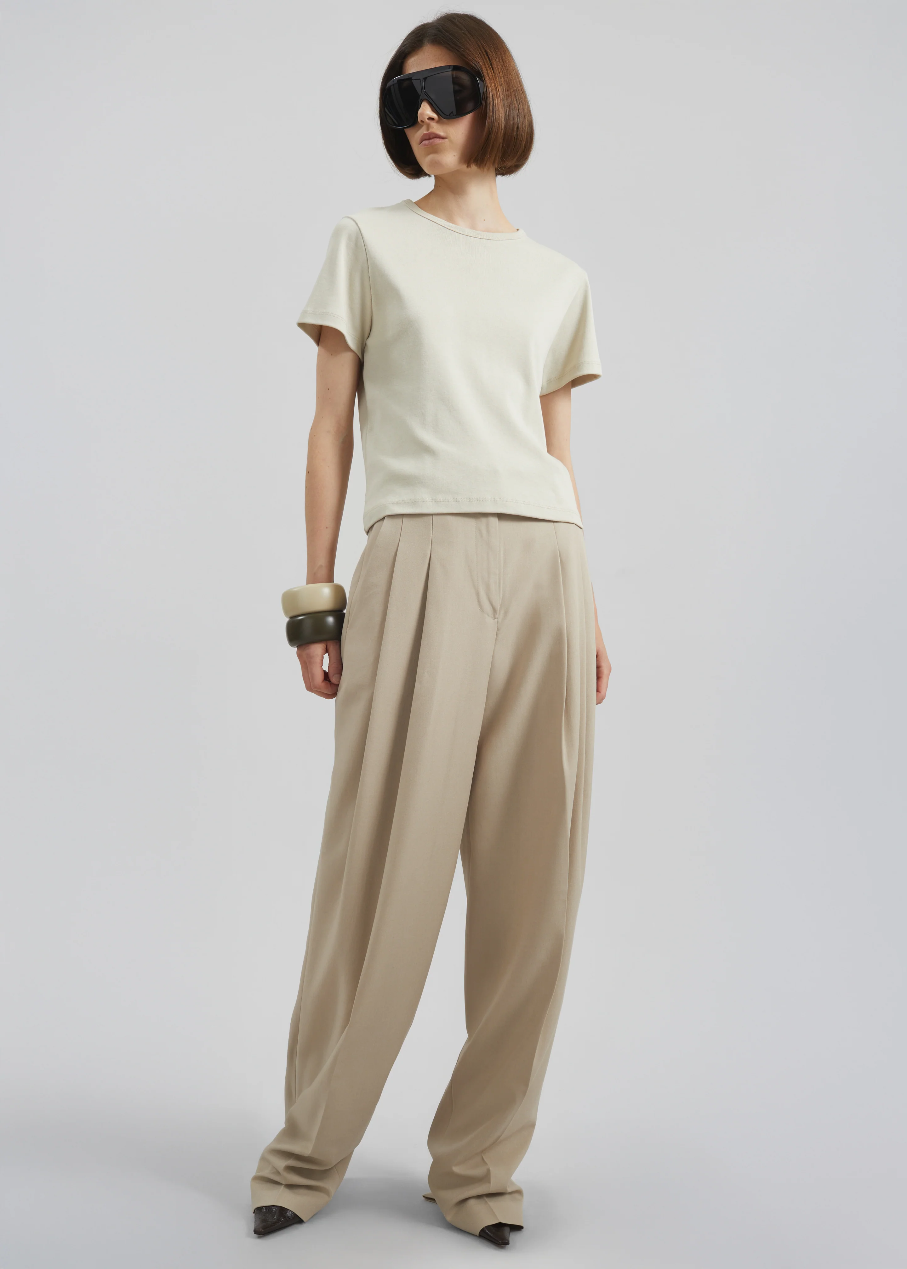 Gelso Pleated Twill Trousers - Beige - Image 5