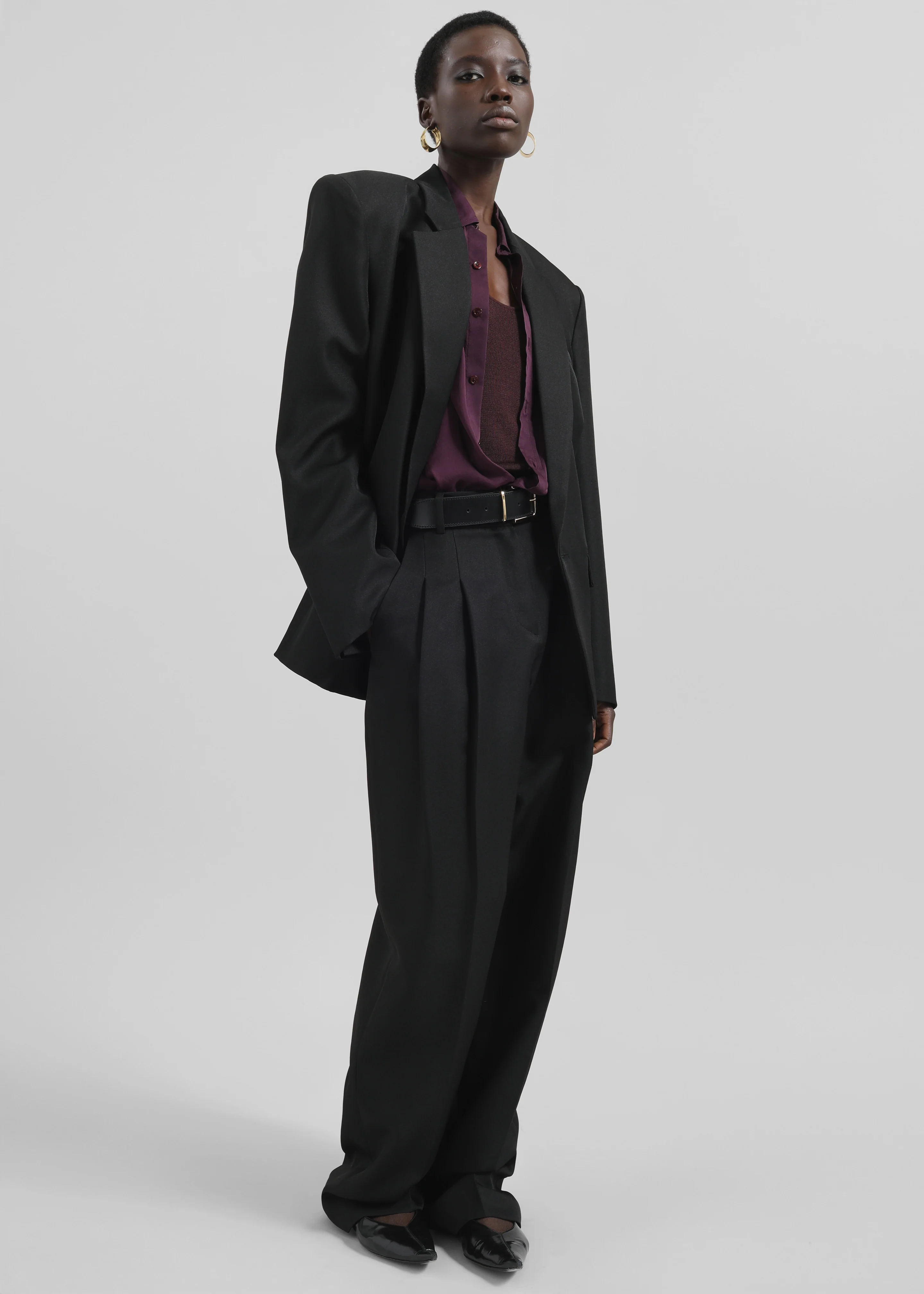 Gelso Pleated Twill Trousers - Black - Image 5