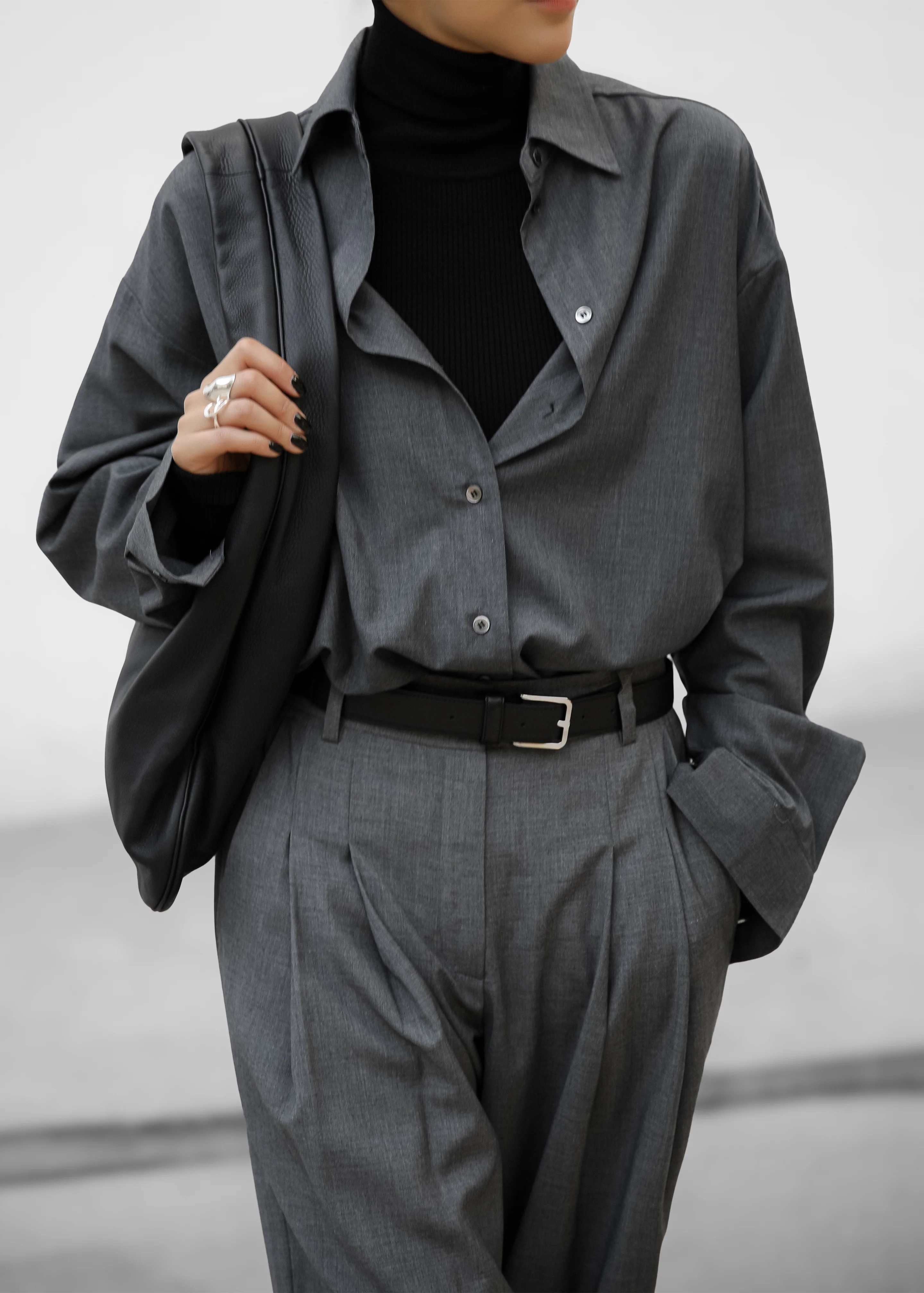Gelso Shirt - Dark Grey Melange - Image 7