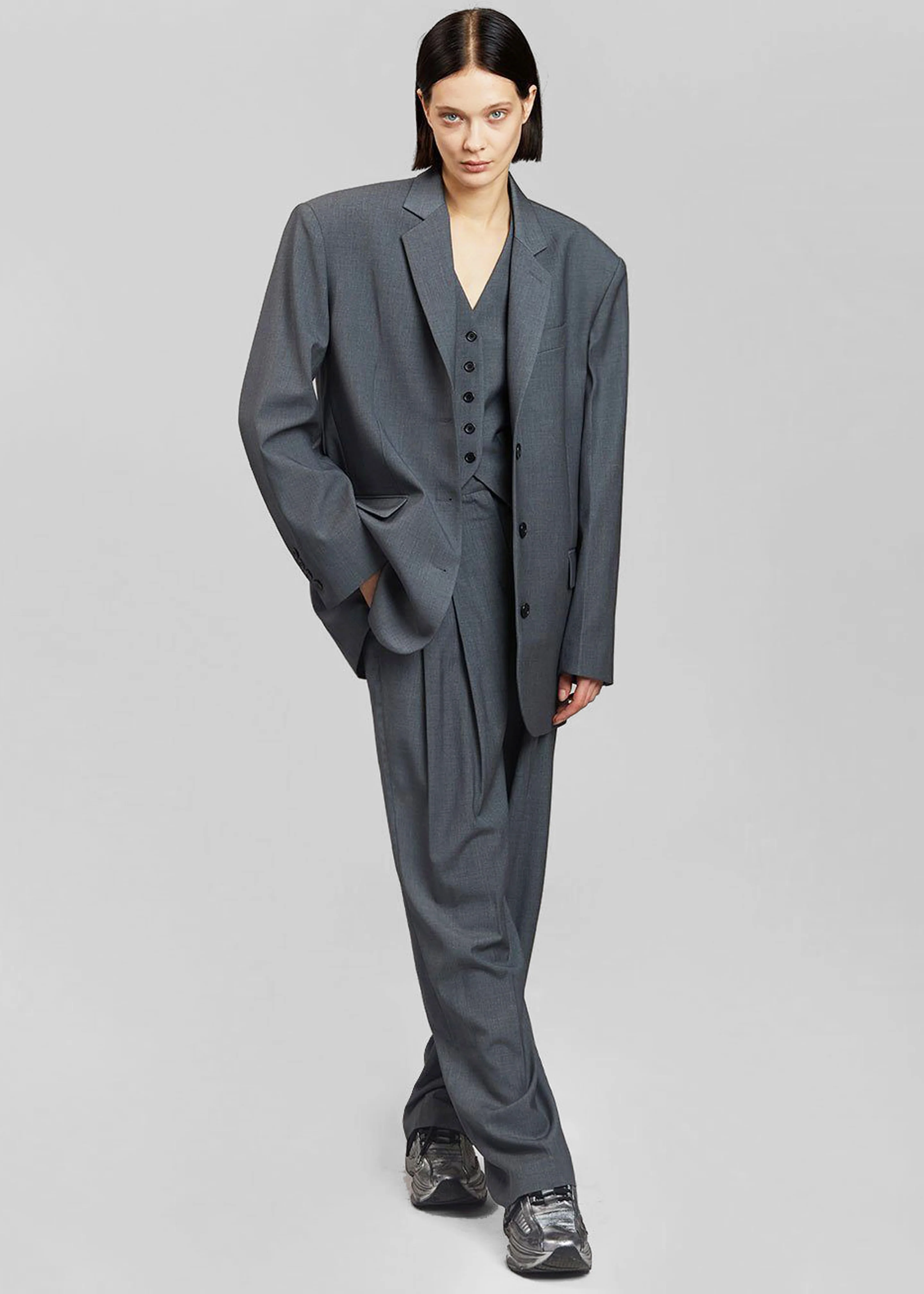 Gelso Waistcoat - Dark Grey Melange - Image 7