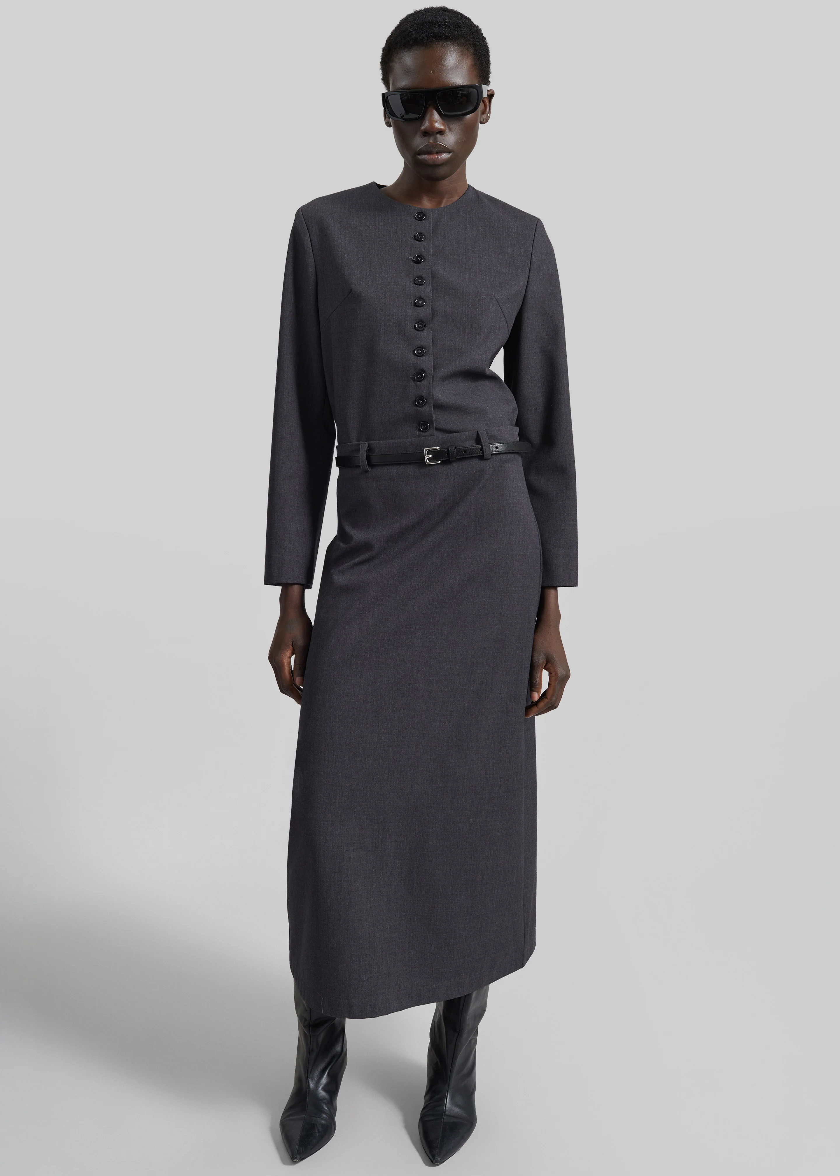 Gema Pencil Skirt - Dark Grey Melange - Image 5
