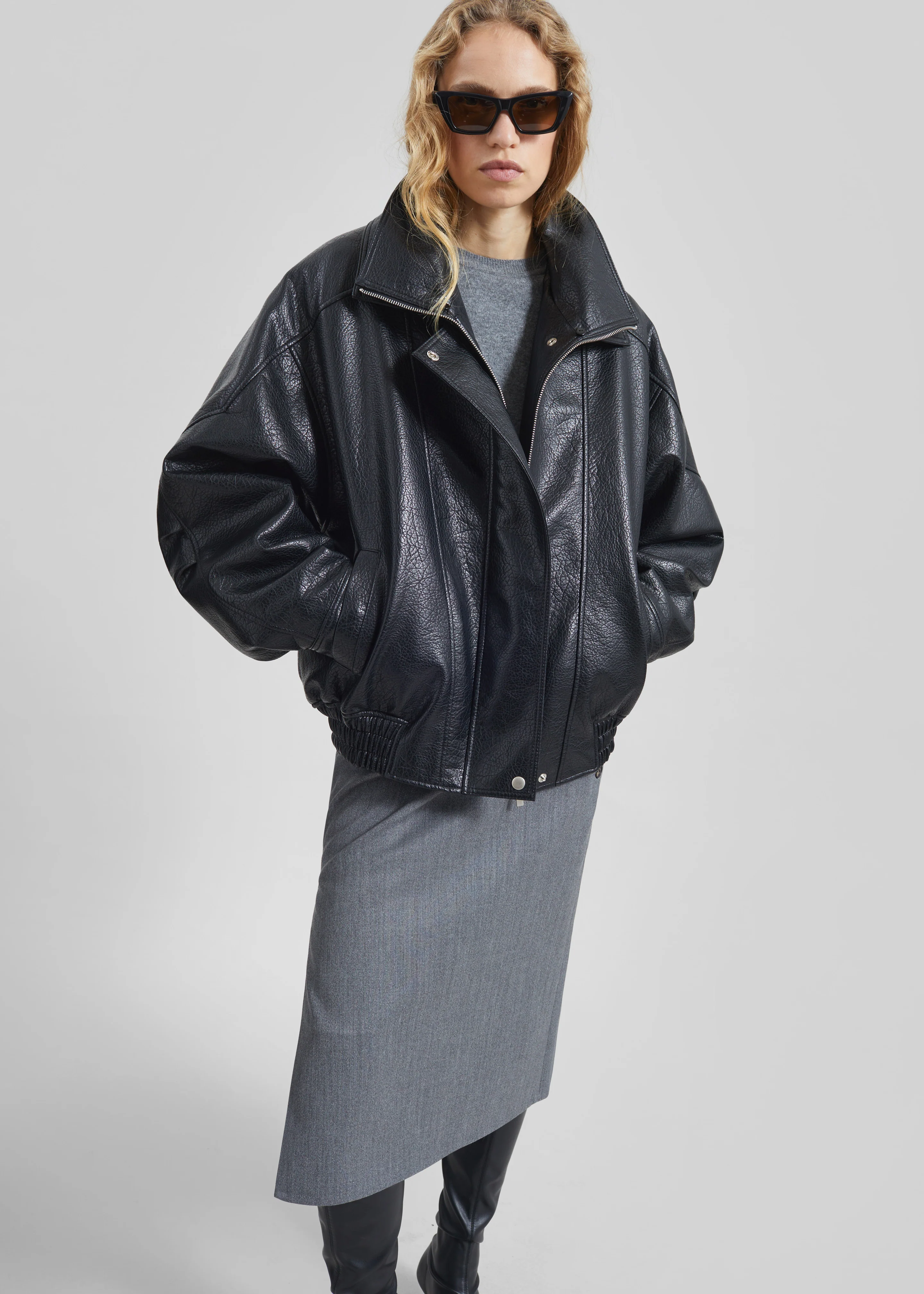 Gemonio Faux Leather Jacket - Black - Image 2