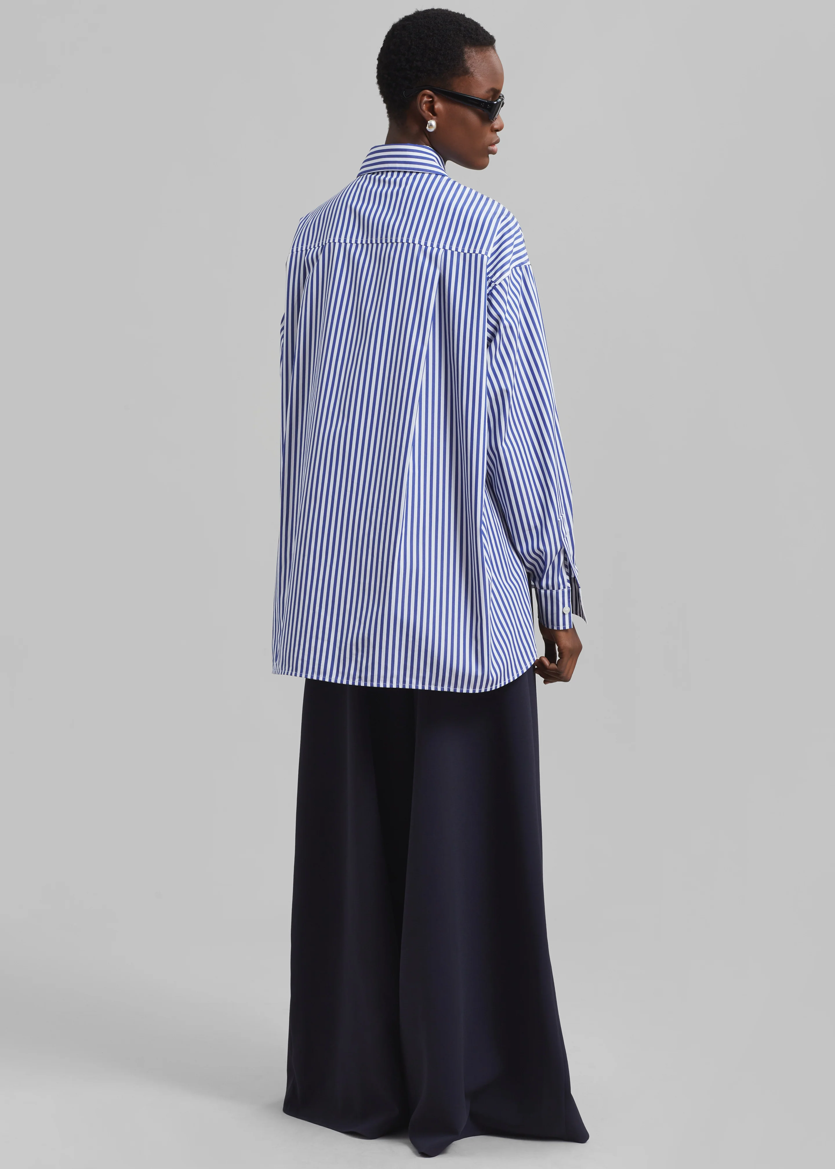 Georgia Boxy Shirt - White/Blue Stripe - Image 12
