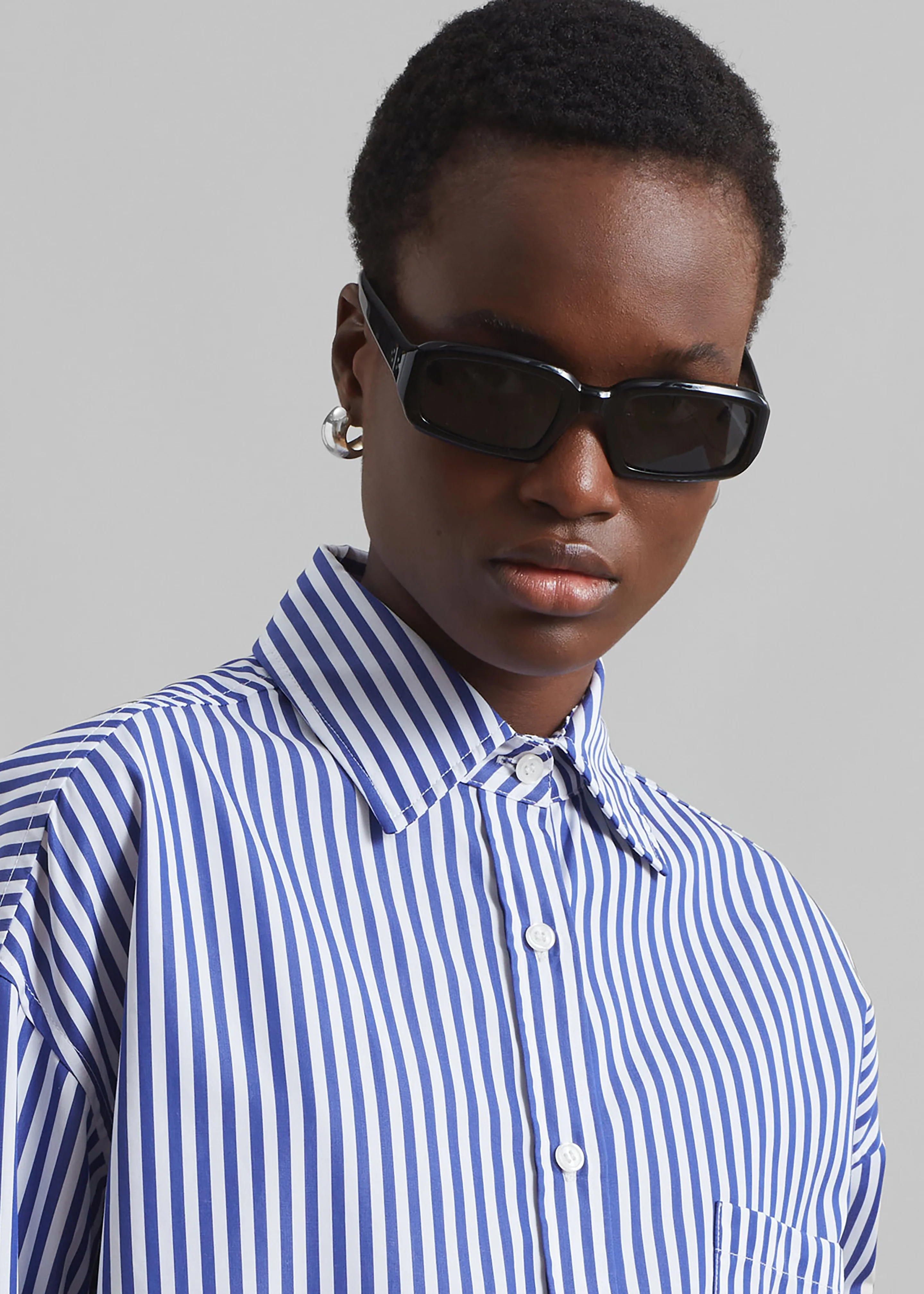 Georgia Boxy Shirt - White/Blue Stripe - Image 7