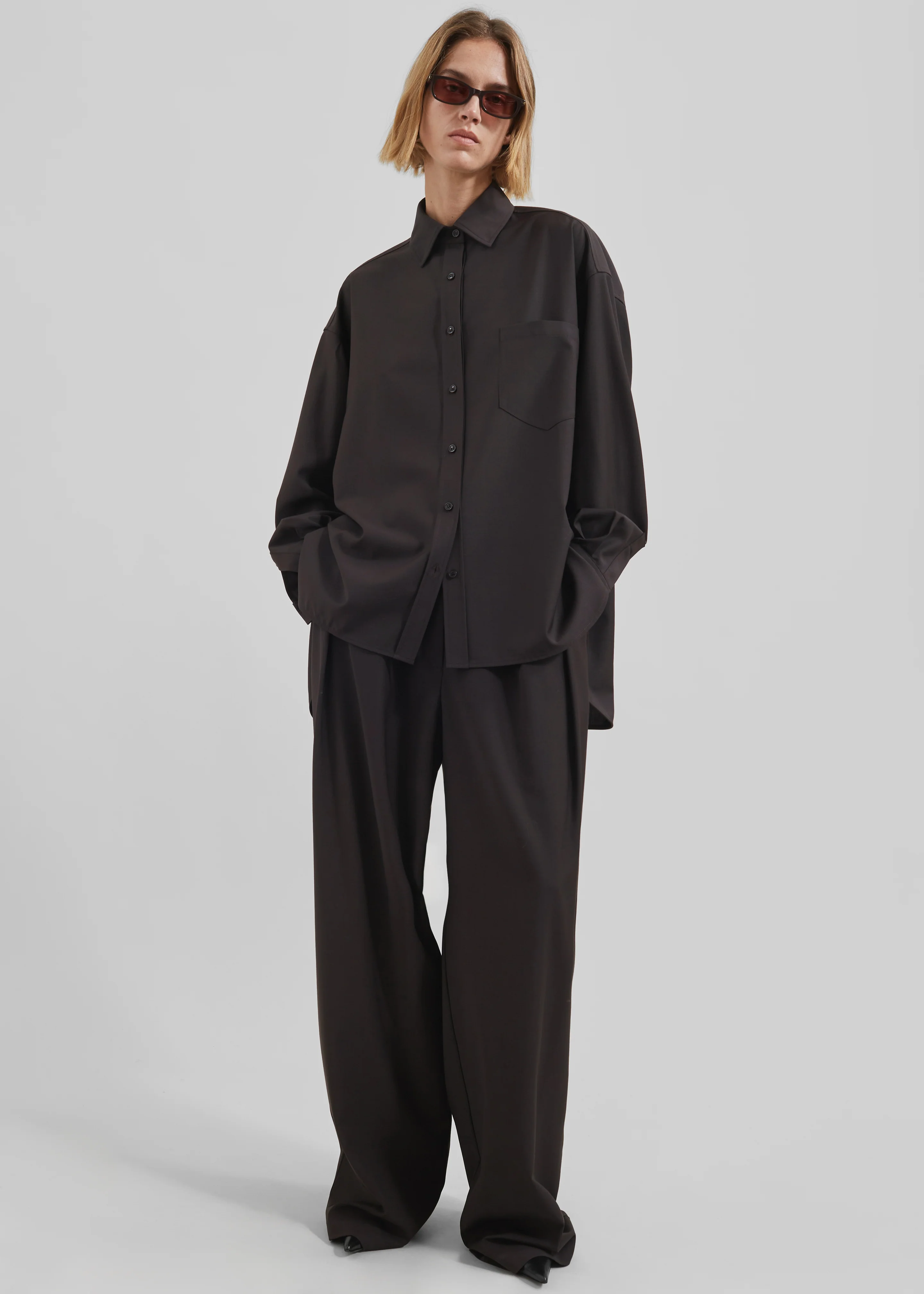 Georgia Wool Blend Shirt - Brown - Image 2