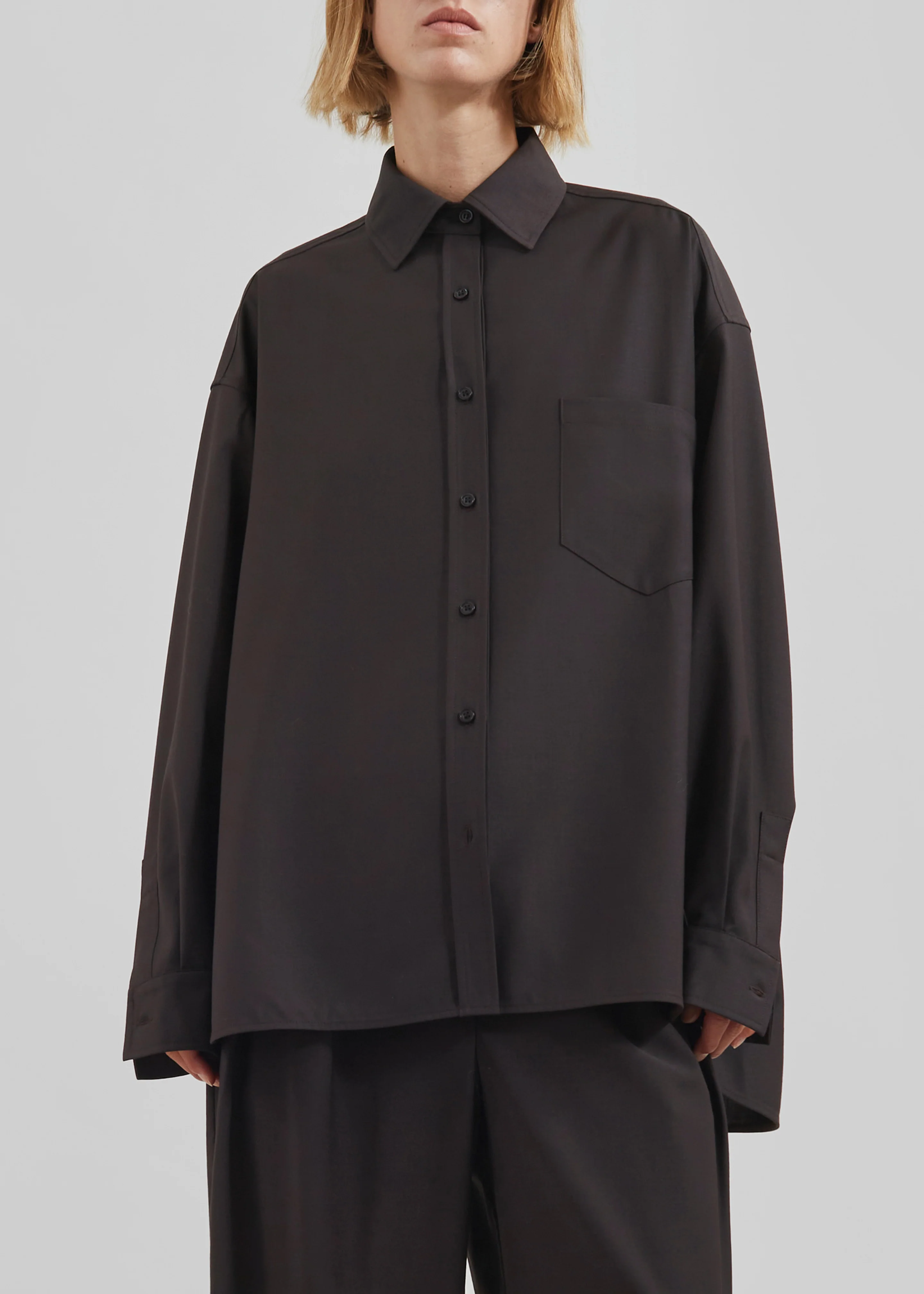 Georgia Wool Blend Shirt - Brown - Image 3