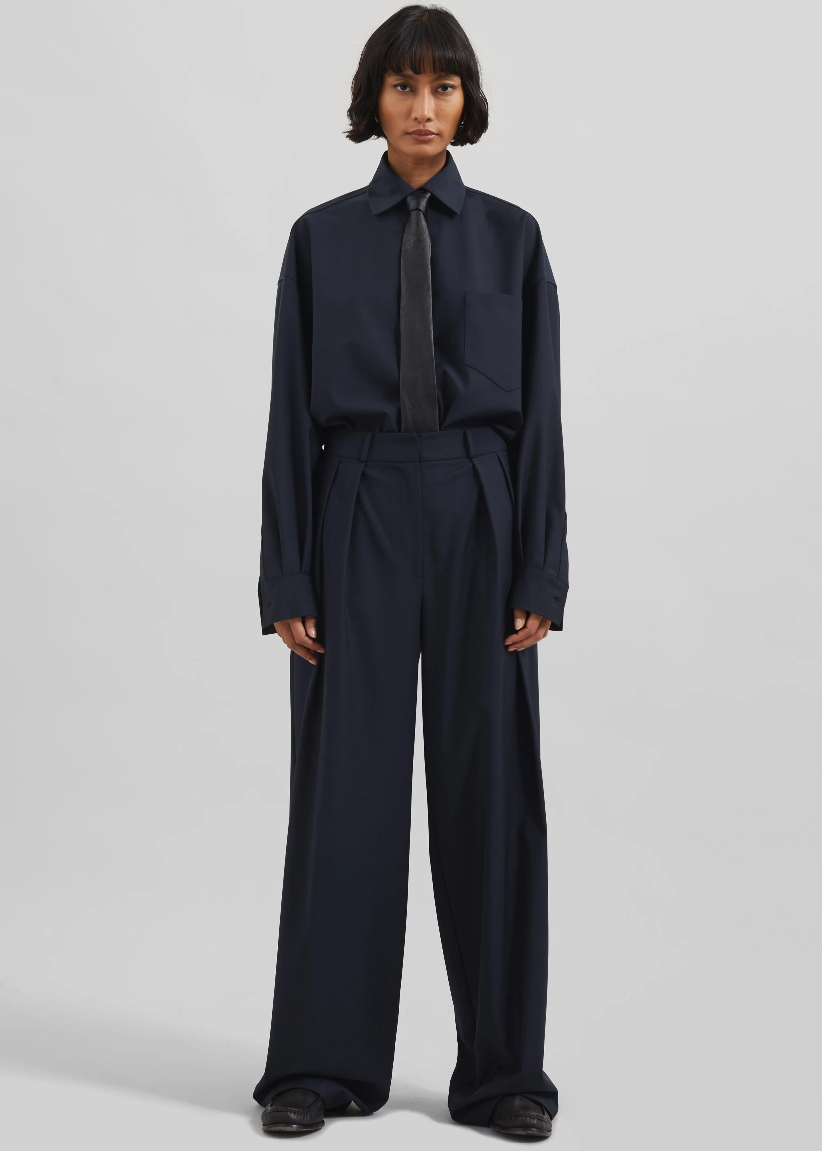 Georgia Wool Blend Shirt - Dark Navy - Image 8
