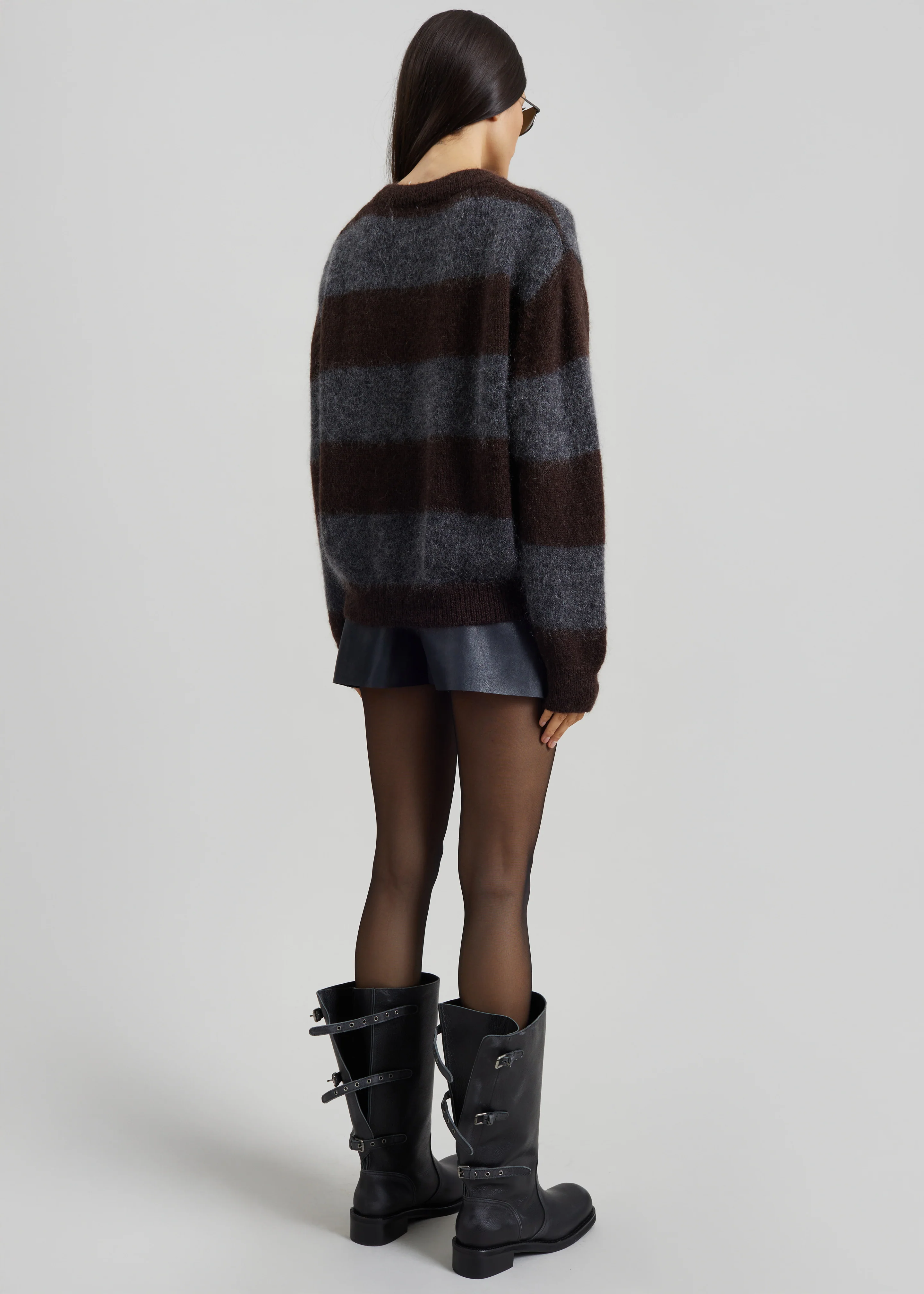 Gimel Mohair Sweater - Grey/Brown Stripe - Image 8