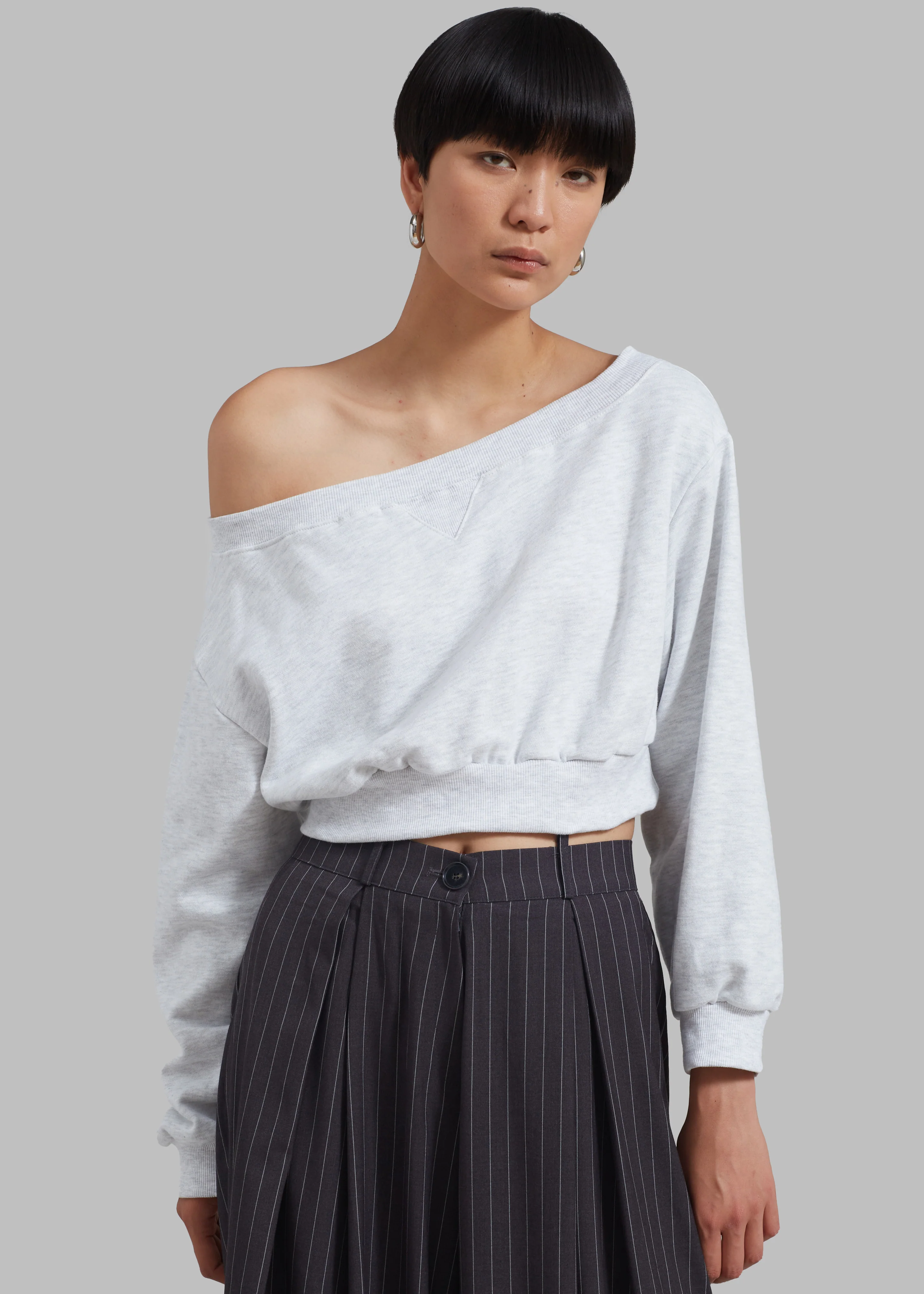 Gine Cropped Sweatshirt - Grey Melange - Image 7