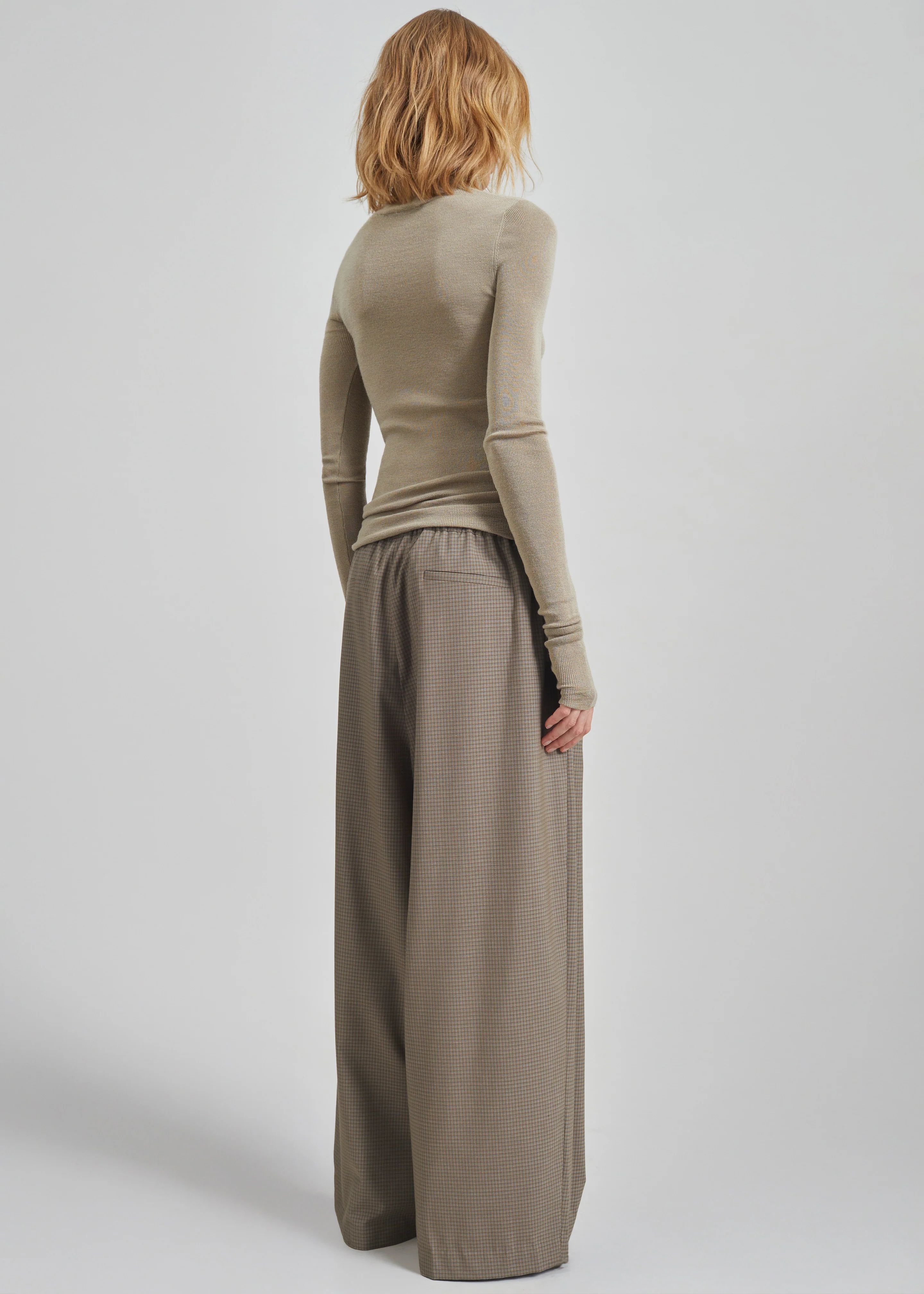 Gistel Pleated Pants - Beige Plaid - Image 8
