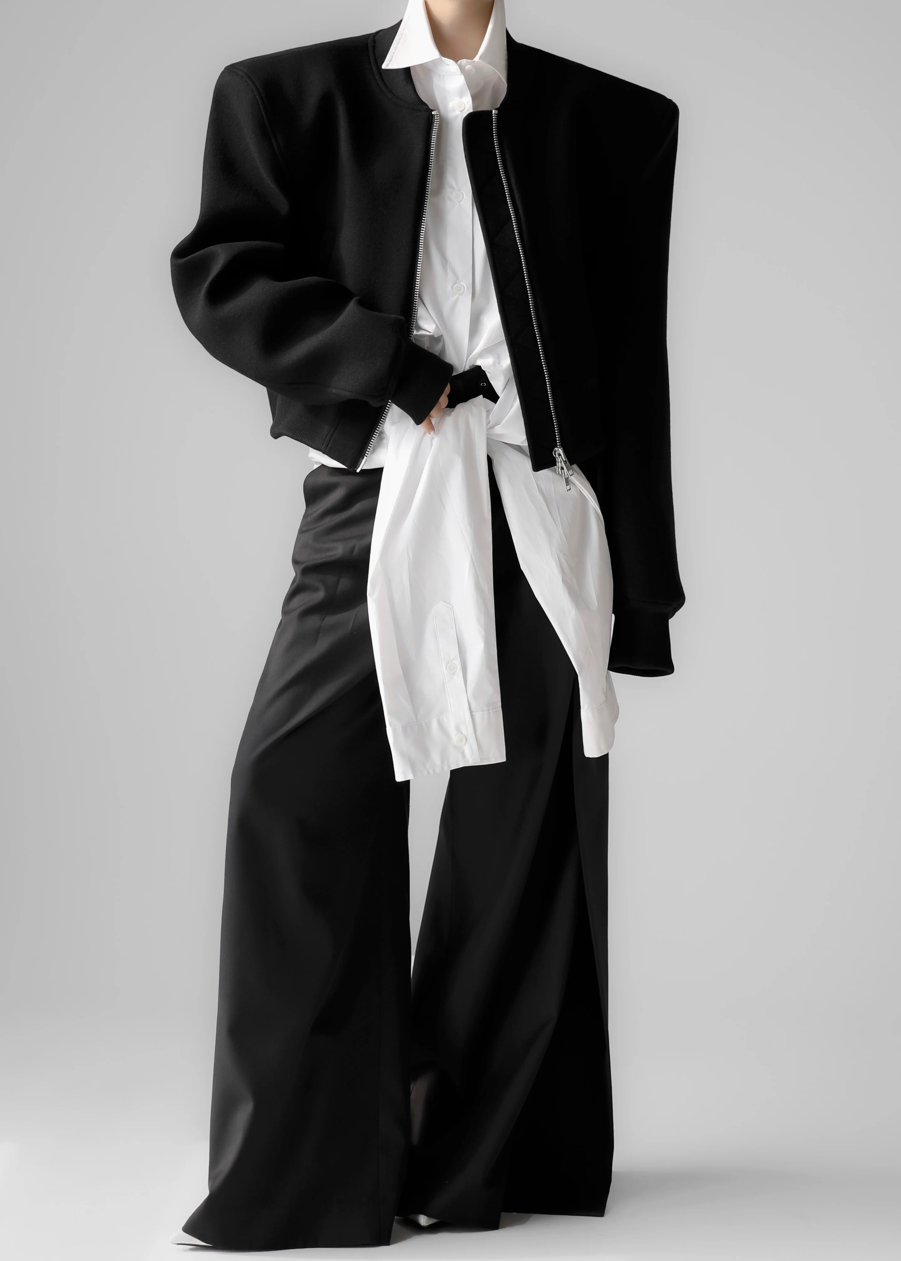 Glane Padded Wool Bomber Jacket - Black - Image 6