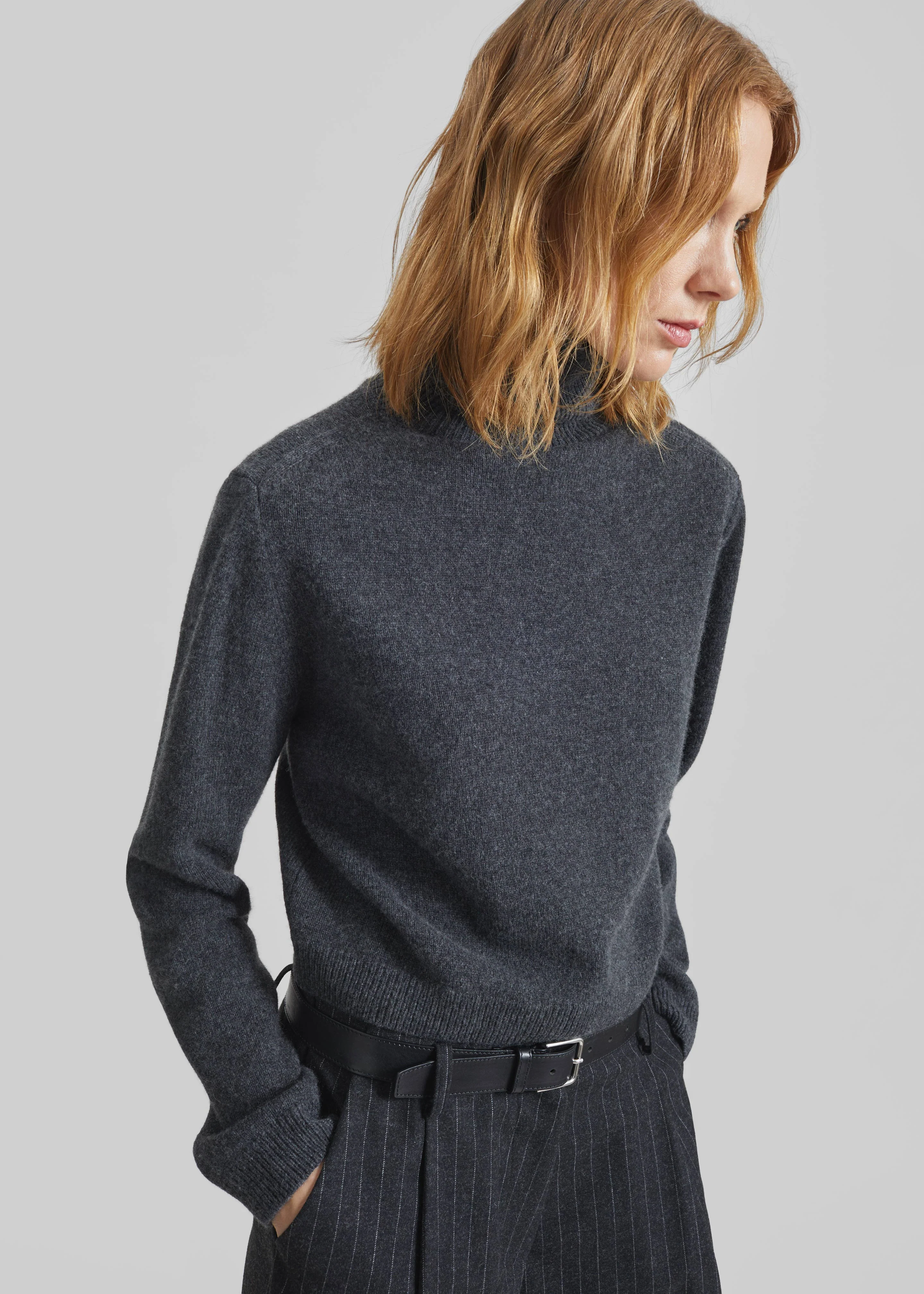 Grenaa Wool Turtleneck Sweater - Dark Grey - Image 3