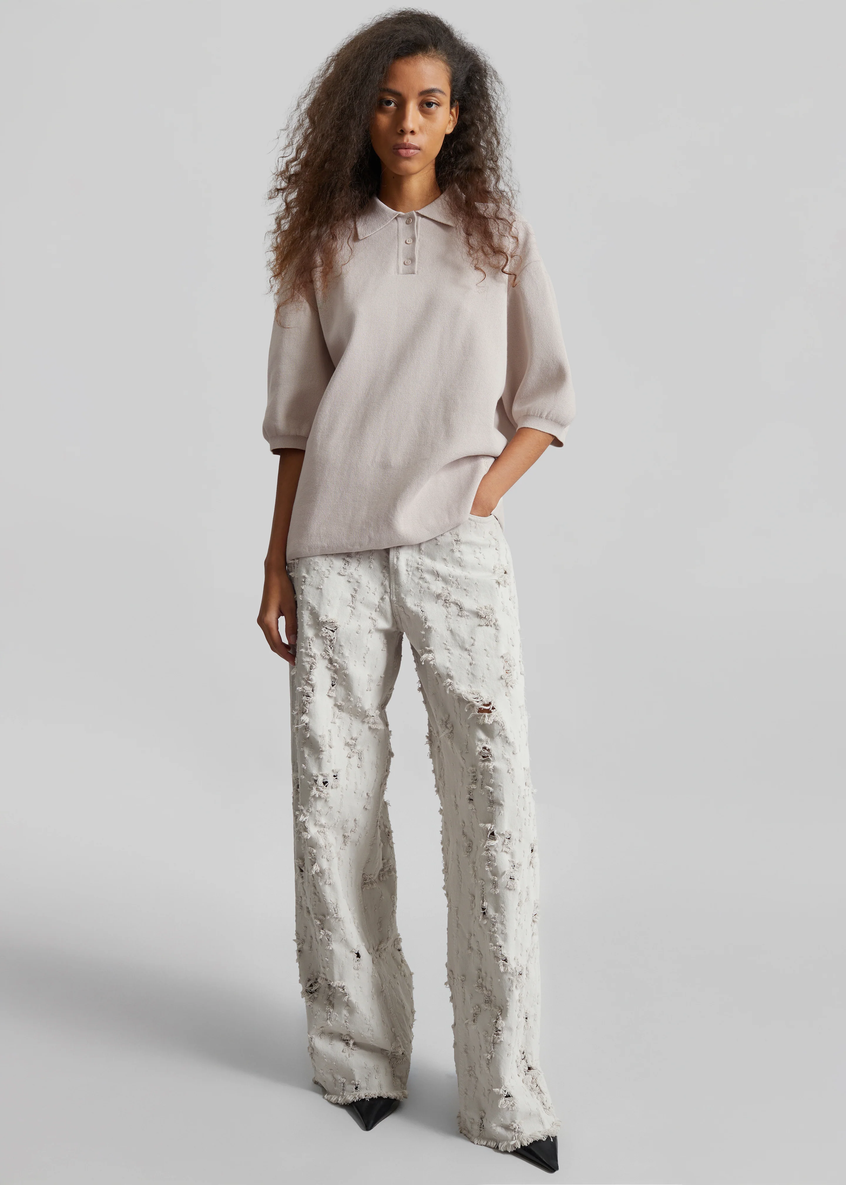 Haikure Bethany Bull Destroy Jeans - Wind Grey - Image 2