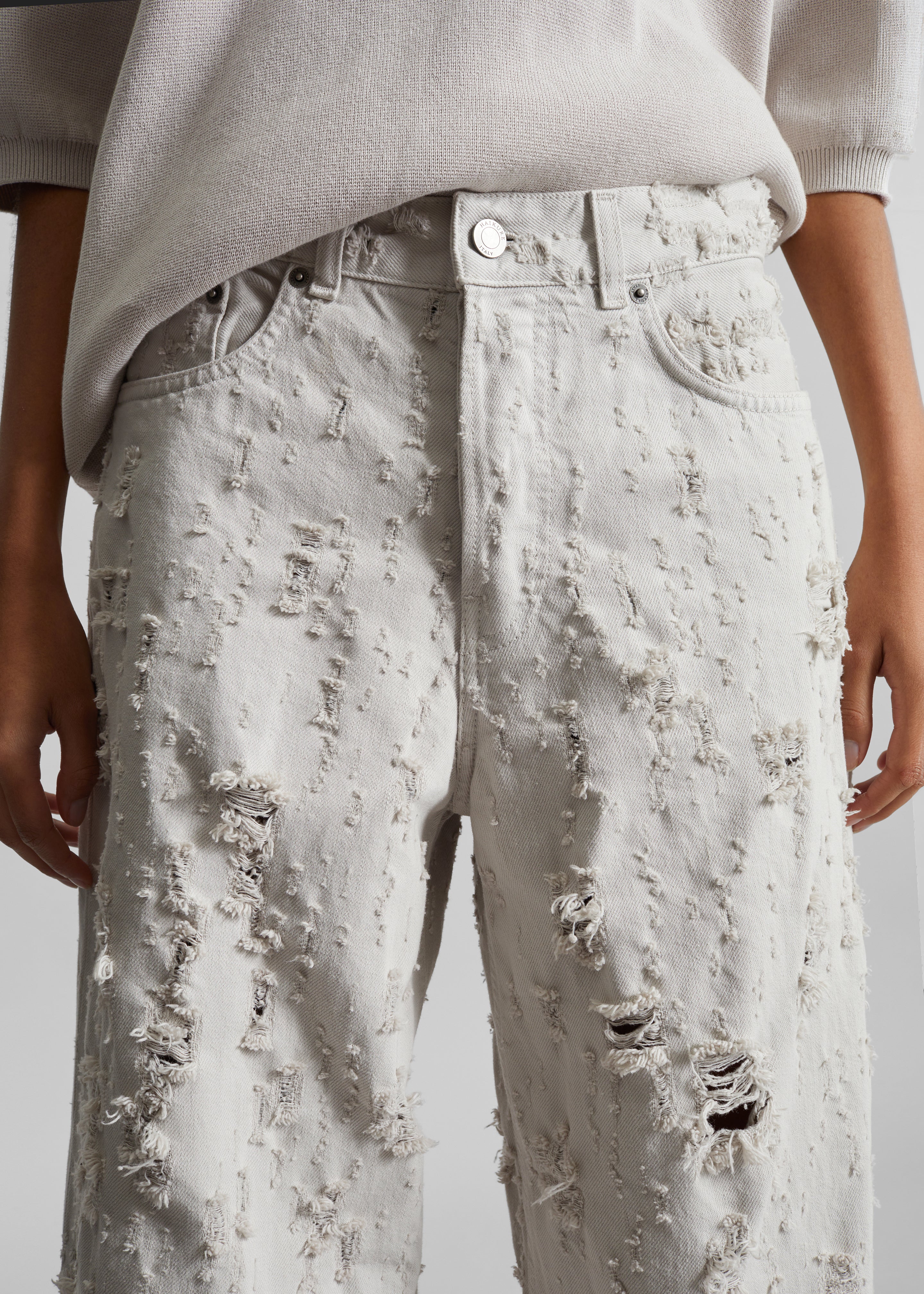 Haikure Bethany Bull Destroy Jeans - Wind Grey - Image 3
