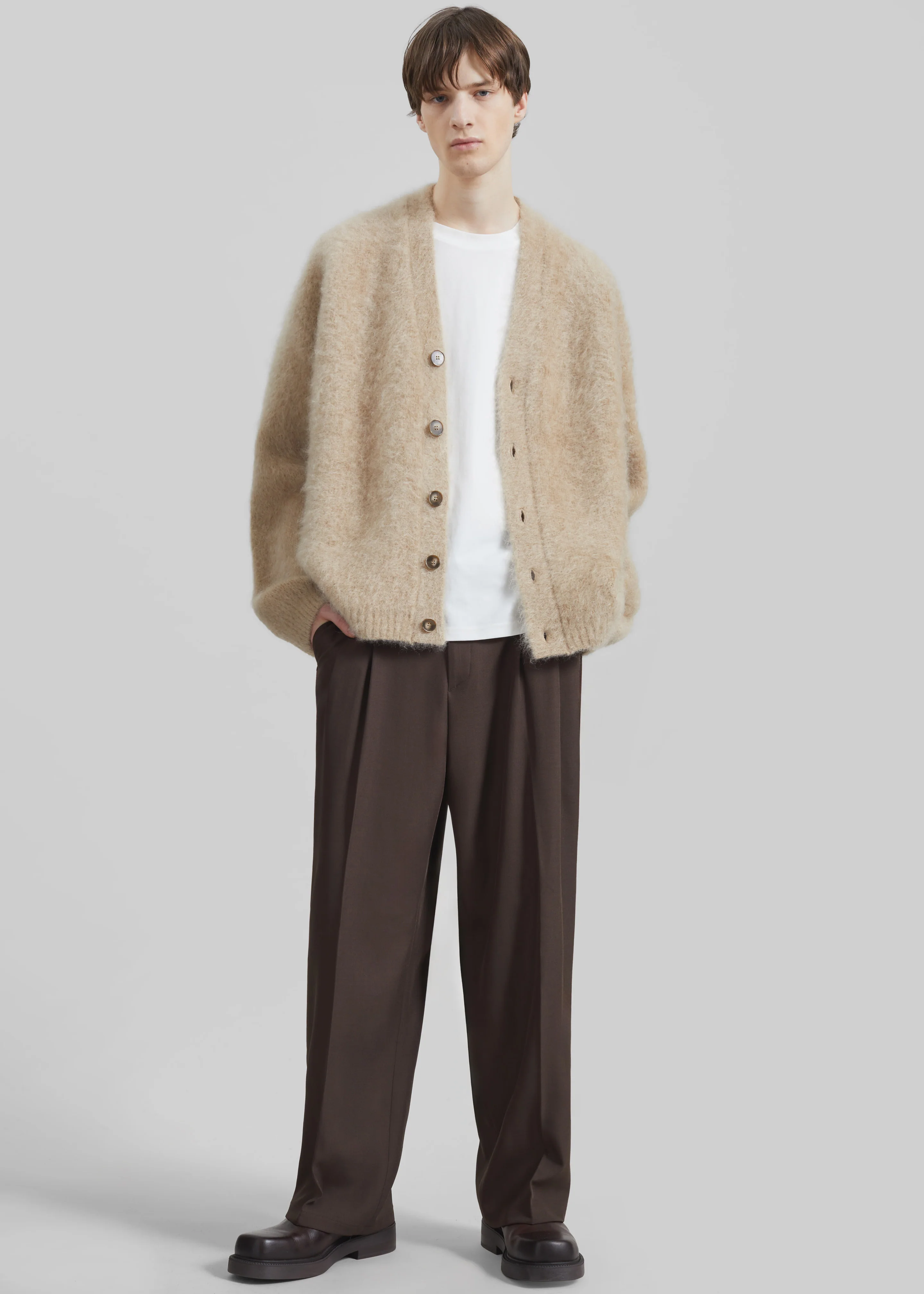 Halbert Pleated Trousers - Brown - Image 4