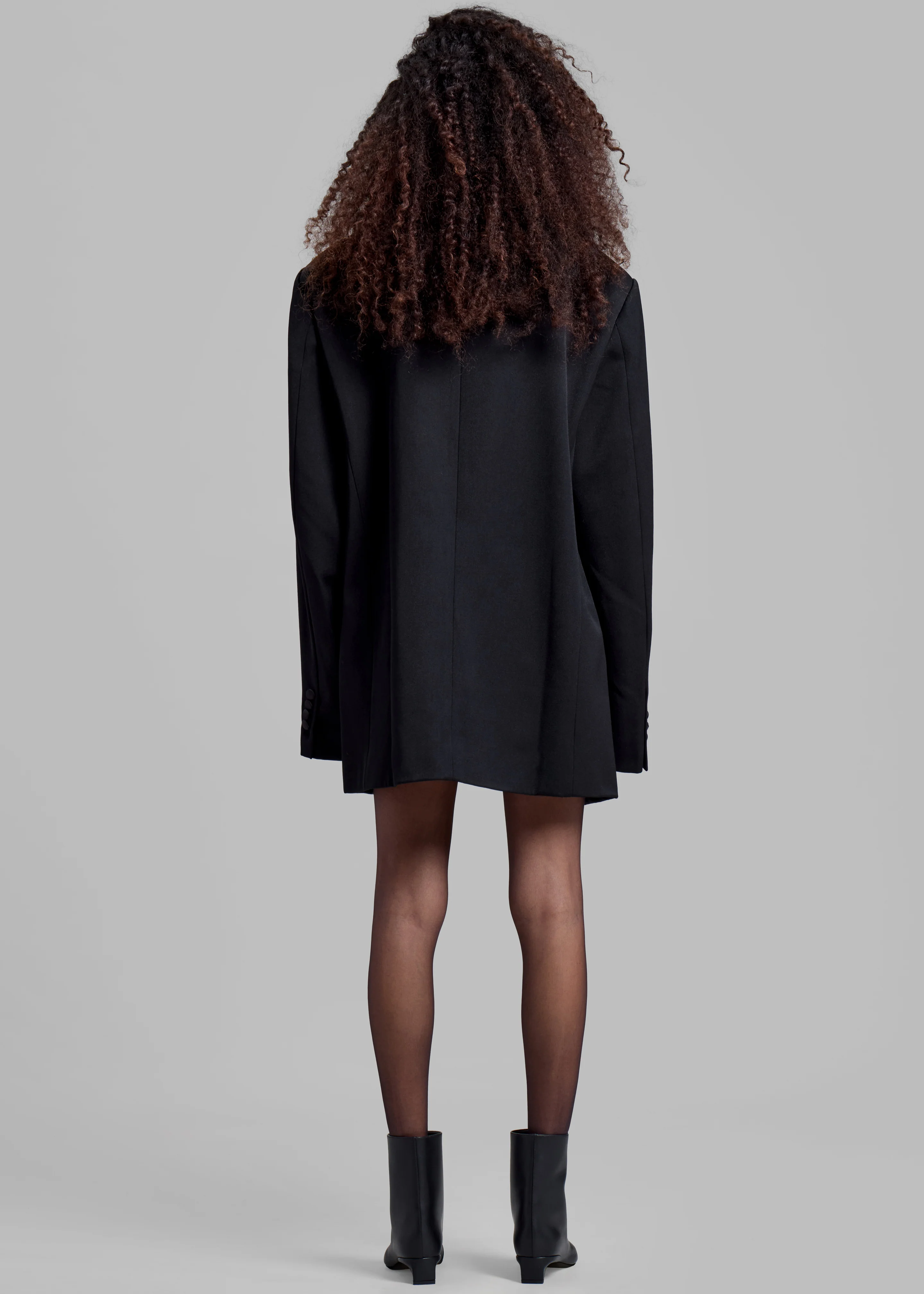 Halle Satin Collar Blazer - Black - Image 10