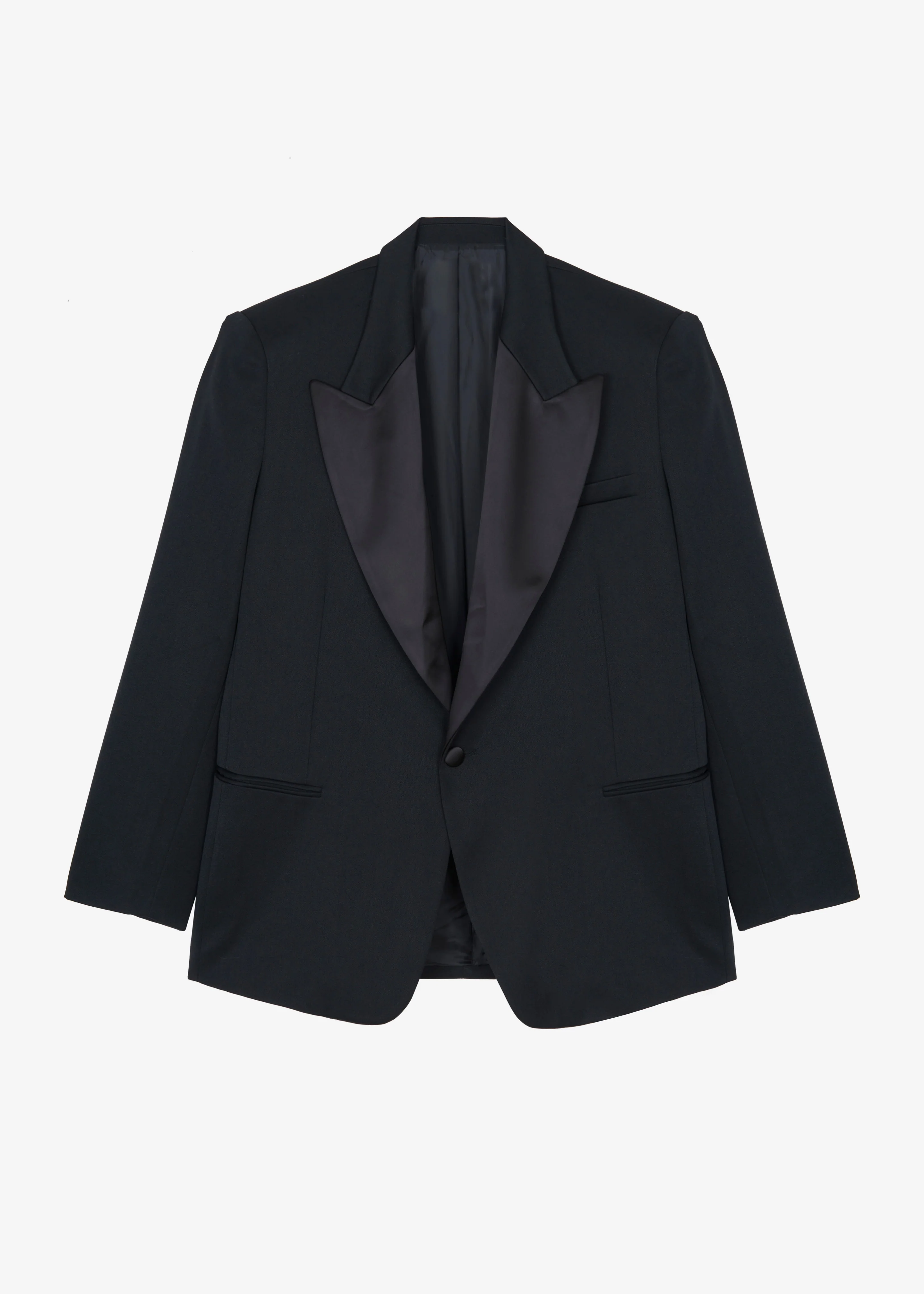 Halle Satin Collar Blazer - Black - Image 11