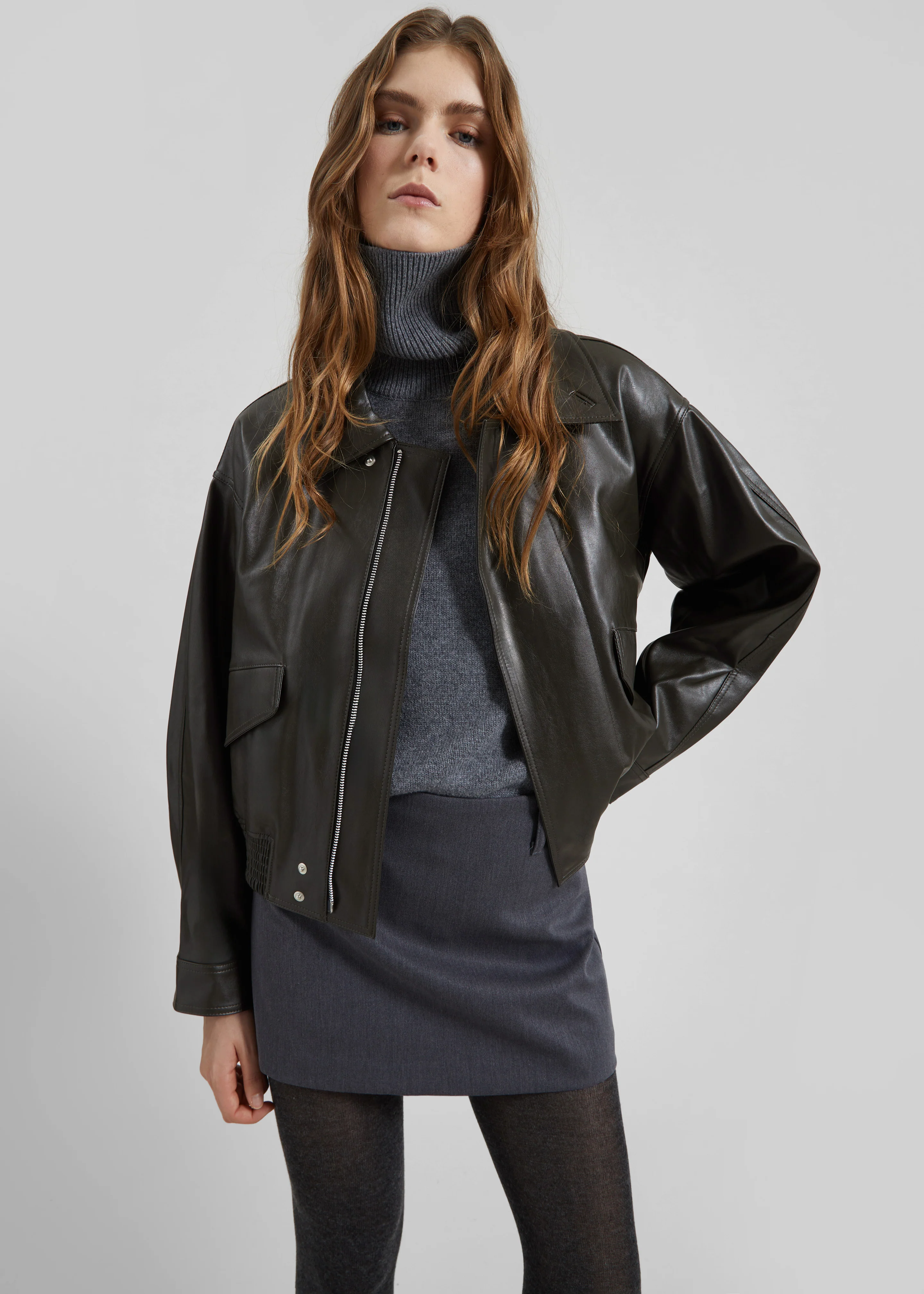 Halmstad Faux Leather Jacket - Charcoal - Image 5
