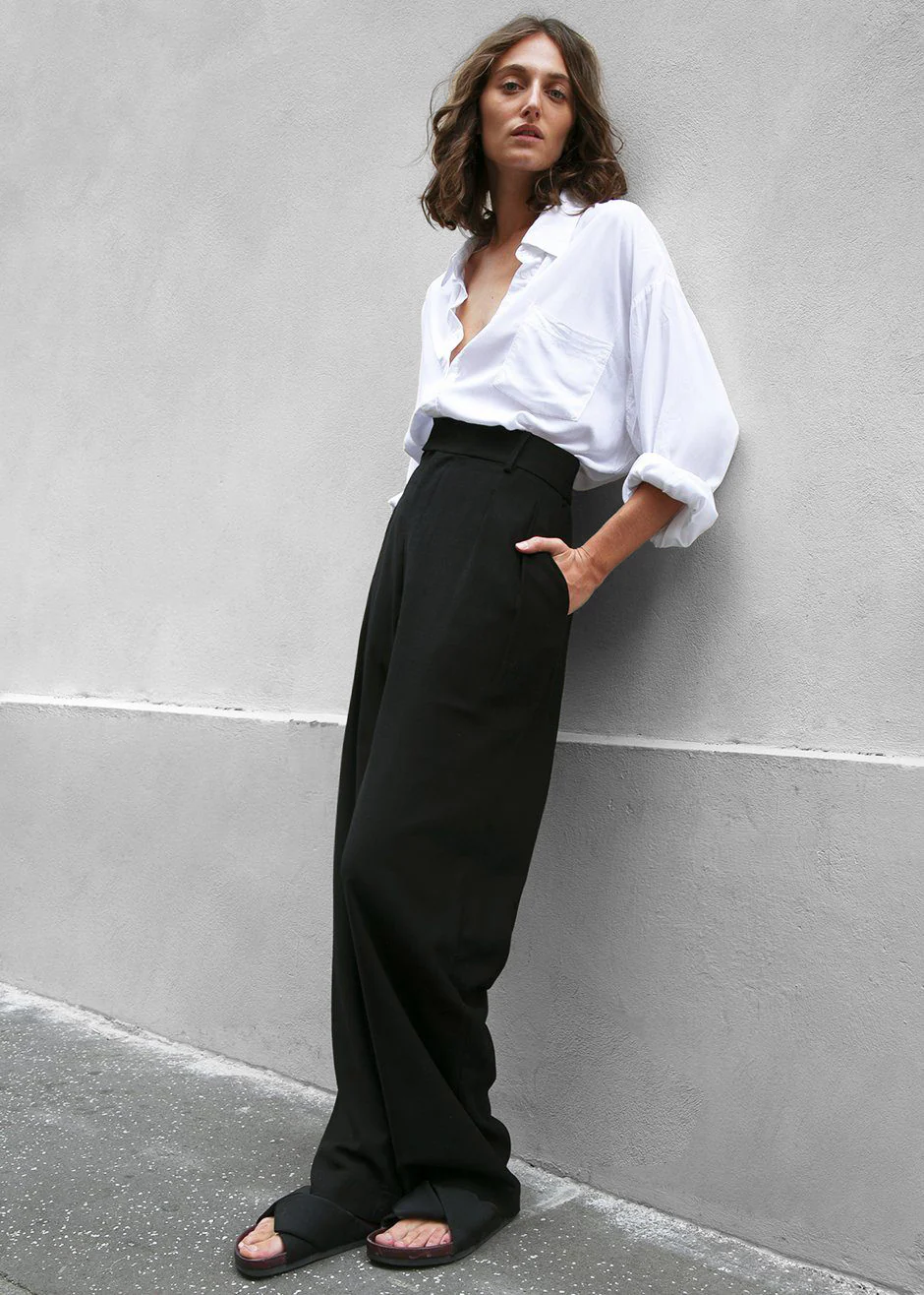 Hanna Silky Oversized Blouse - White - Image 4