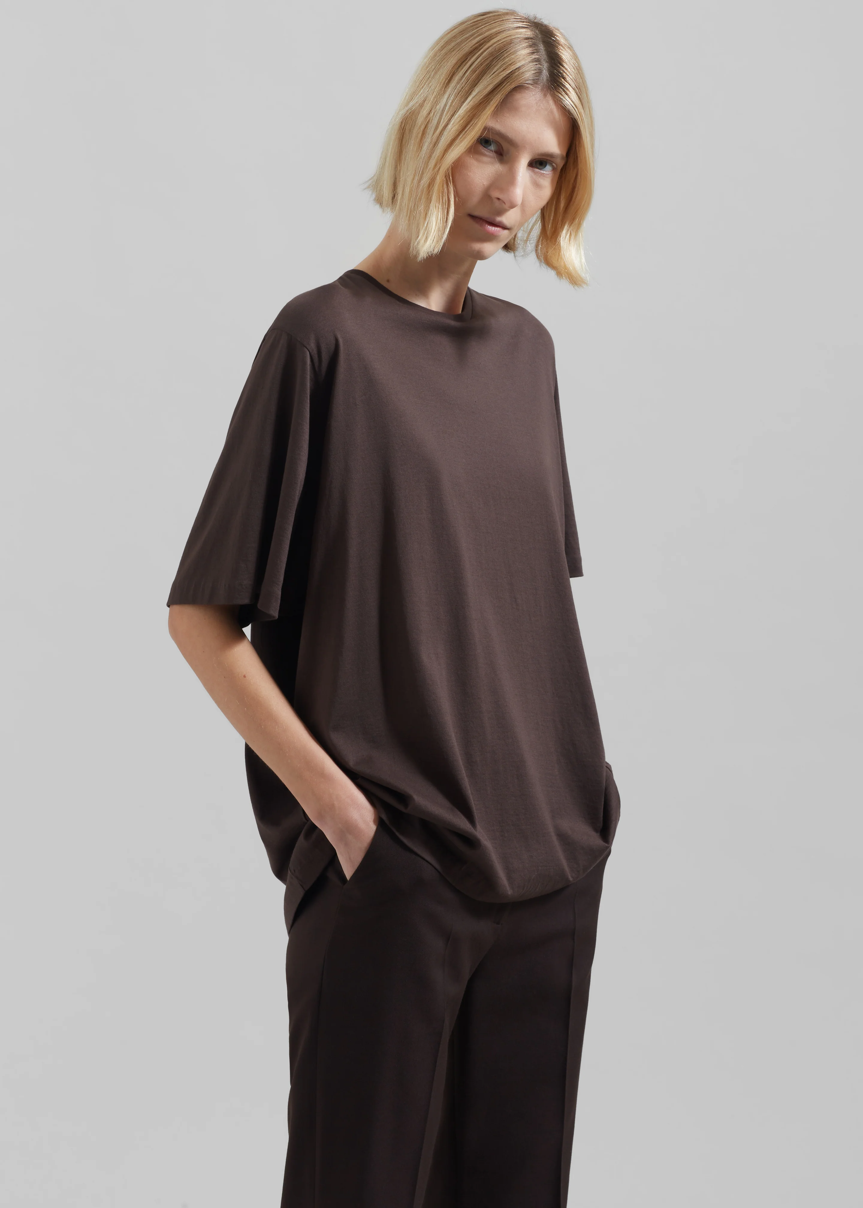 Harper Soft Organic T-Shirt - Brown - Image 5