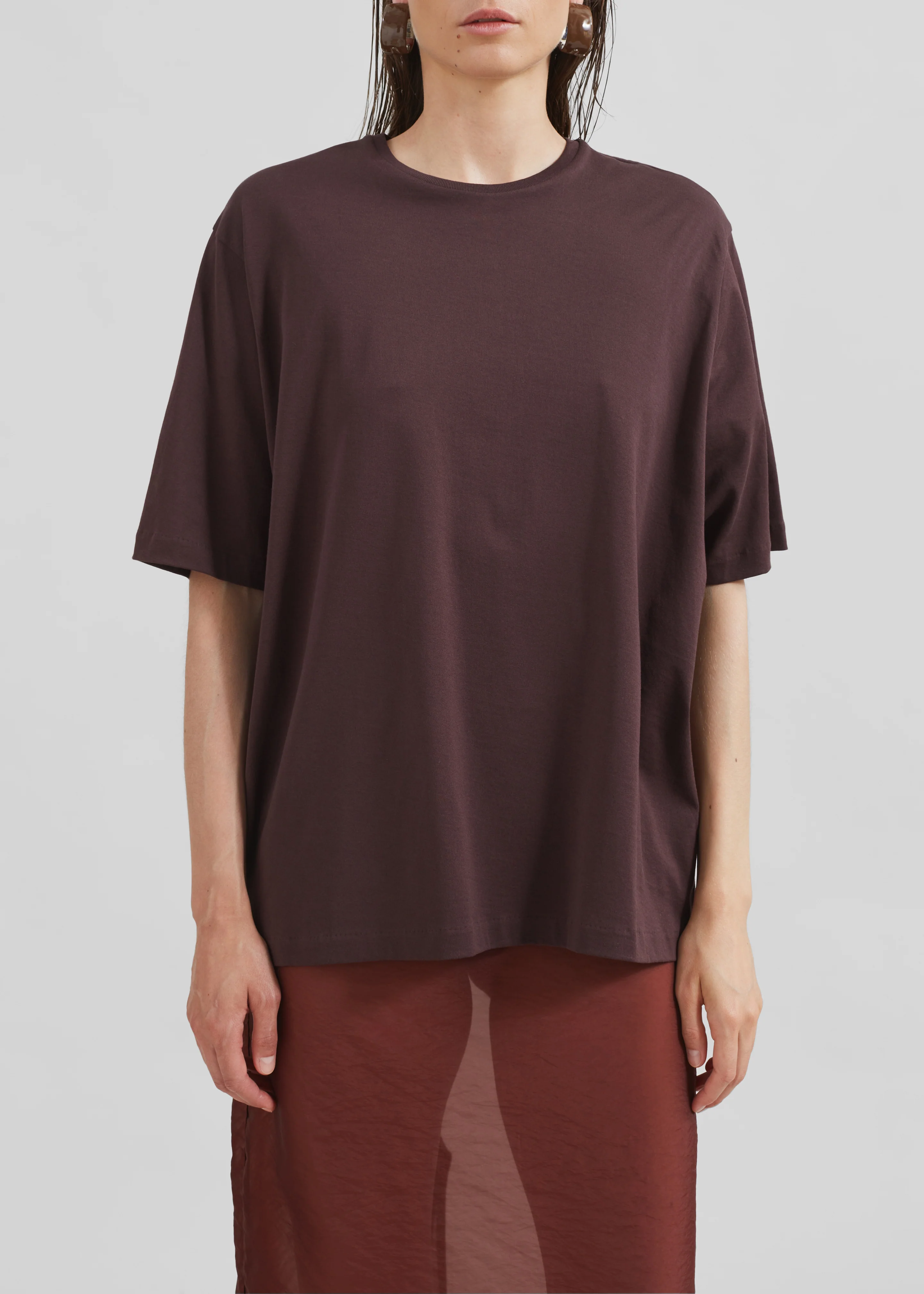 Harper Soft Organic T-Shirt - Dark Plum - Image 5