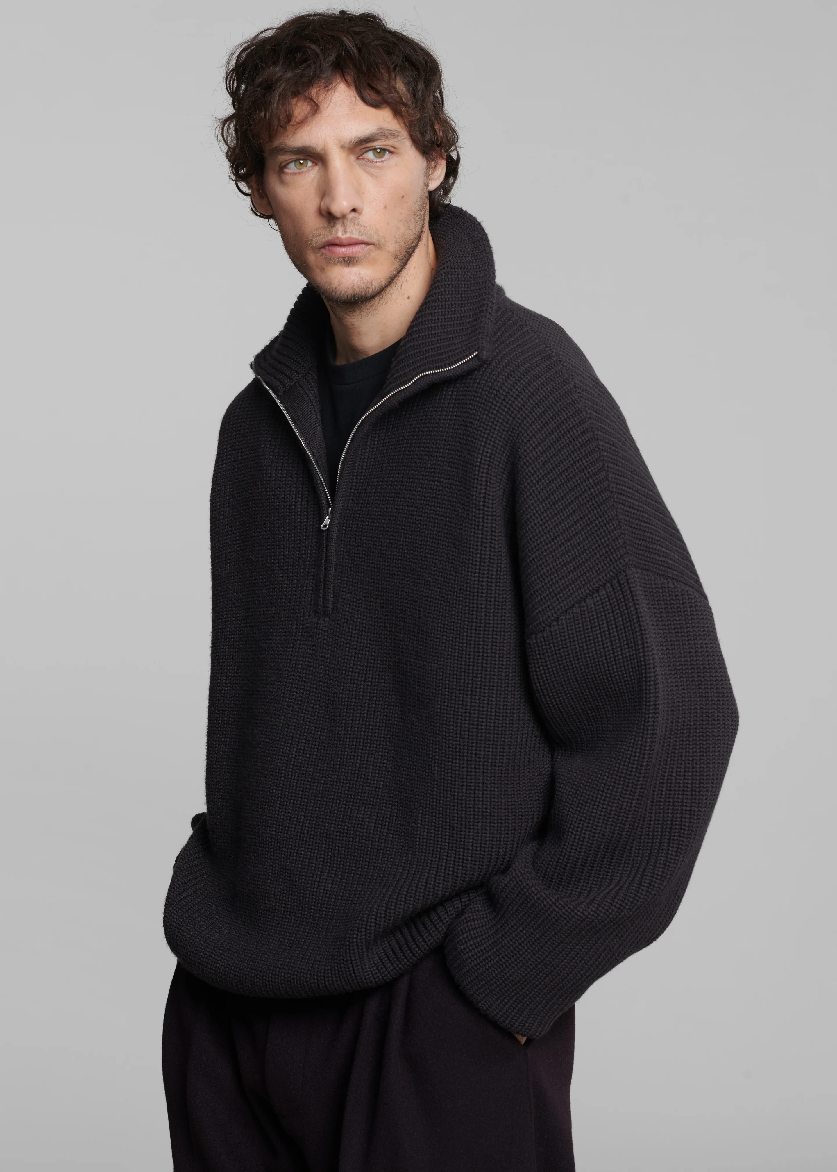 Harrison Quarter Zip Jumper - Dark Plum - Image 5