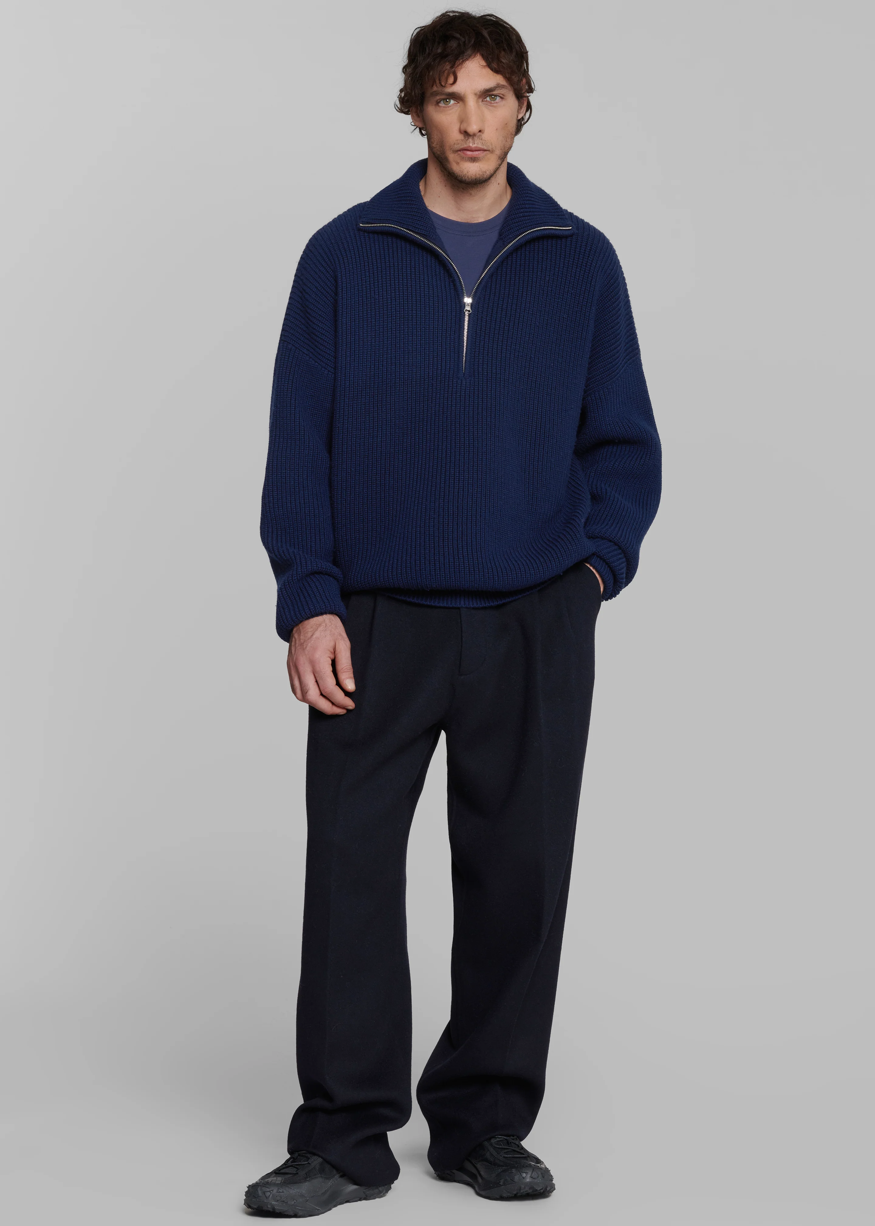Harrison Quarter Zip Jumper - Navy - Image 3