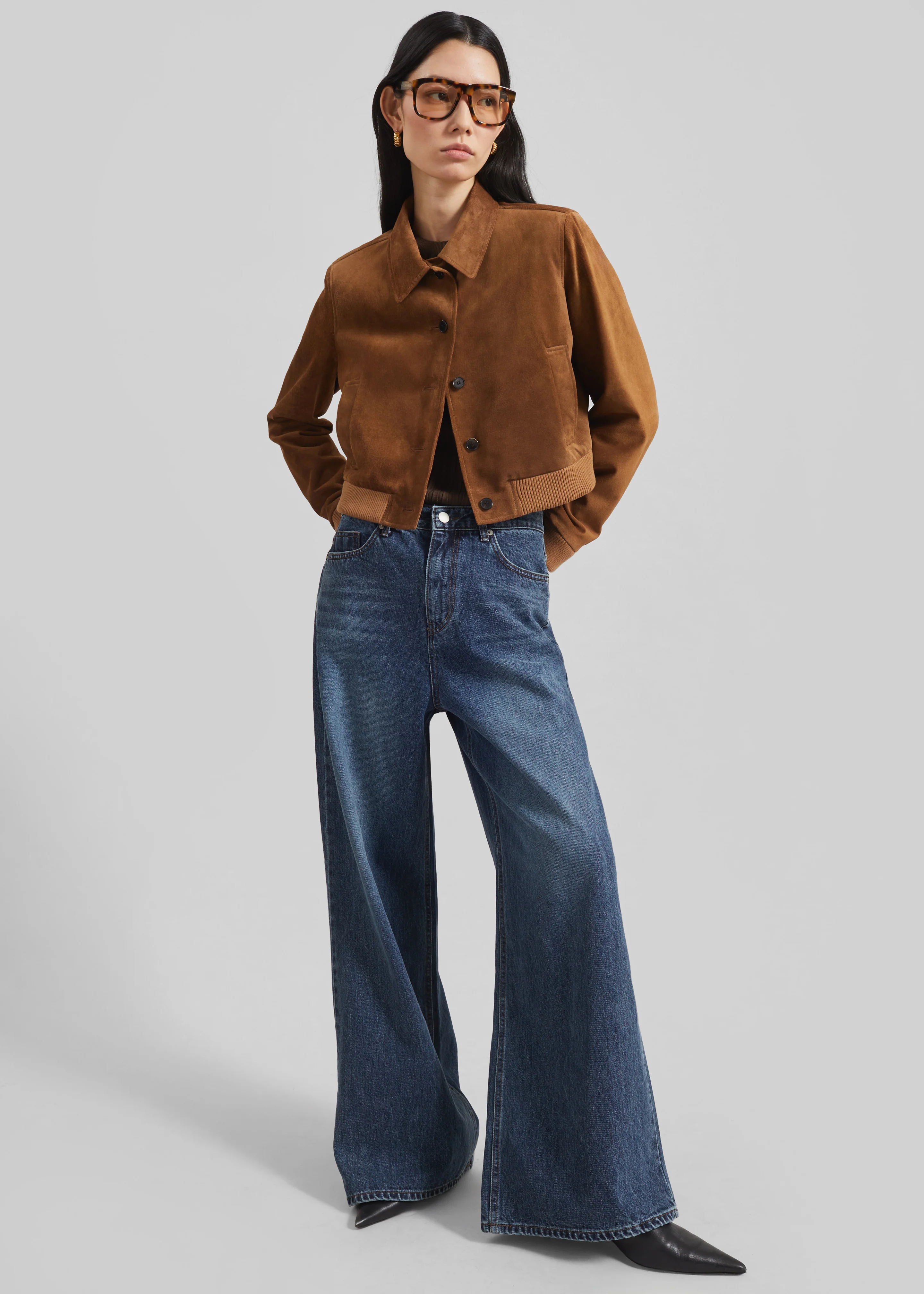 Hartford Suede Short Jacket - Dark Camel - Image 2