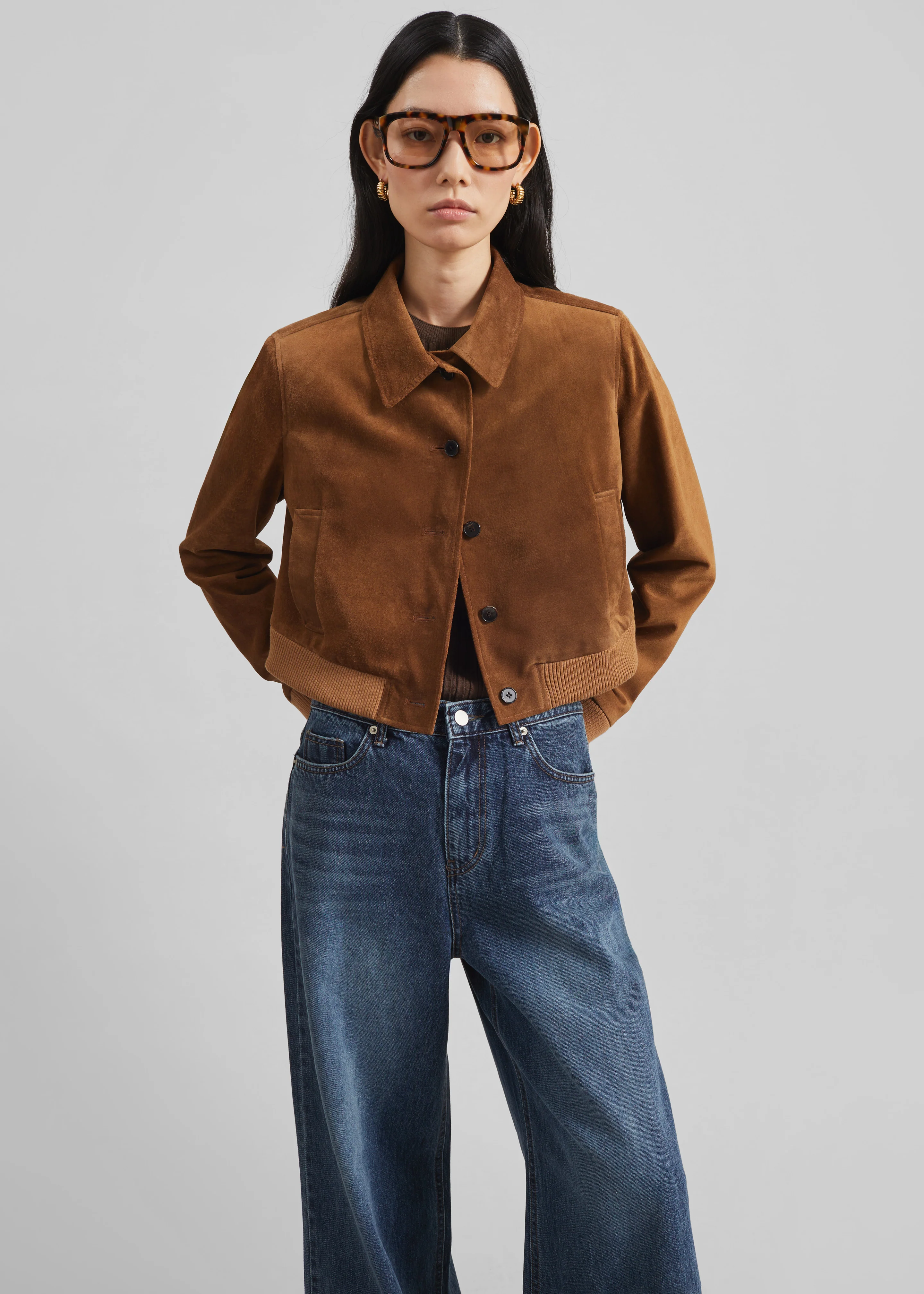 Hartford Suede Short Jacket - Dark Camel - Image 4