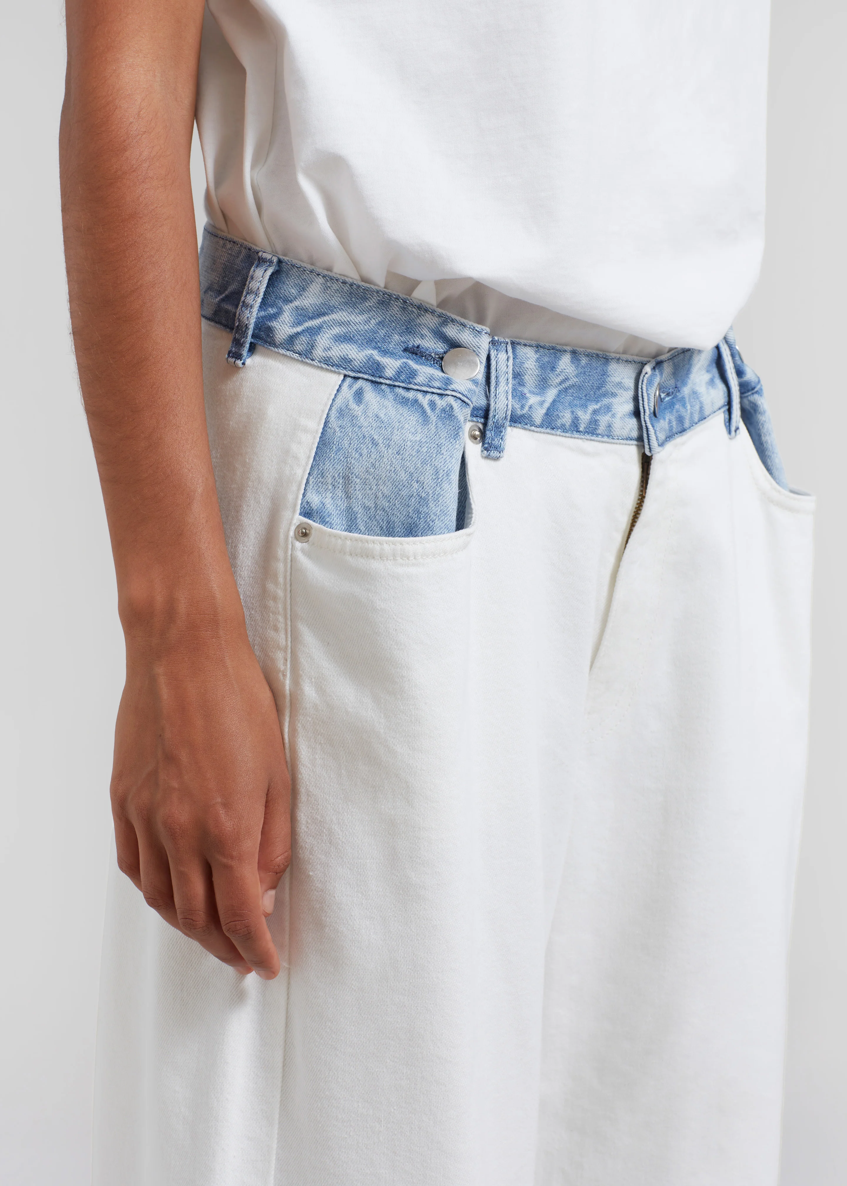 Hayla Contrast Denim Pants - Off White/Blue - Image 7